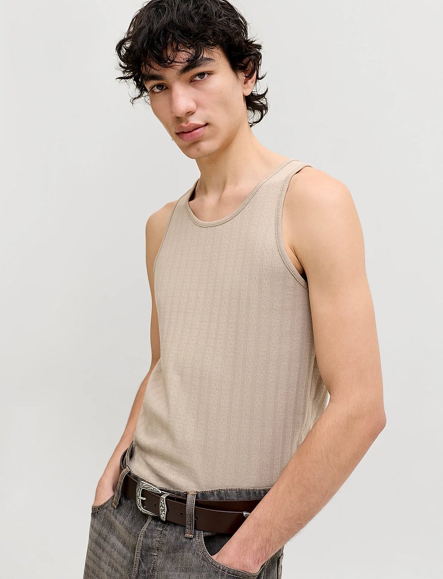 Jack & Jones - JORCOTEDAZUR POINTAL TANK TOP - linnen - vintage khaki - 4