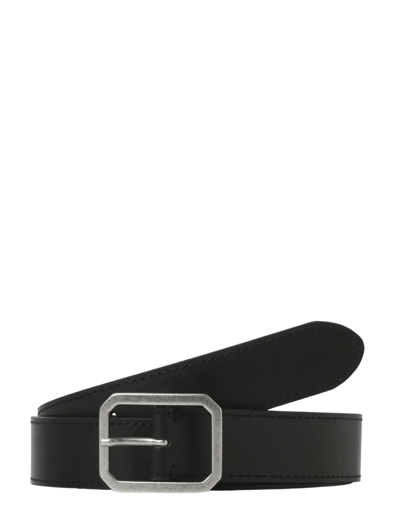 JACSQUARE LEATHER BELT STYD AW 25 - BLACK