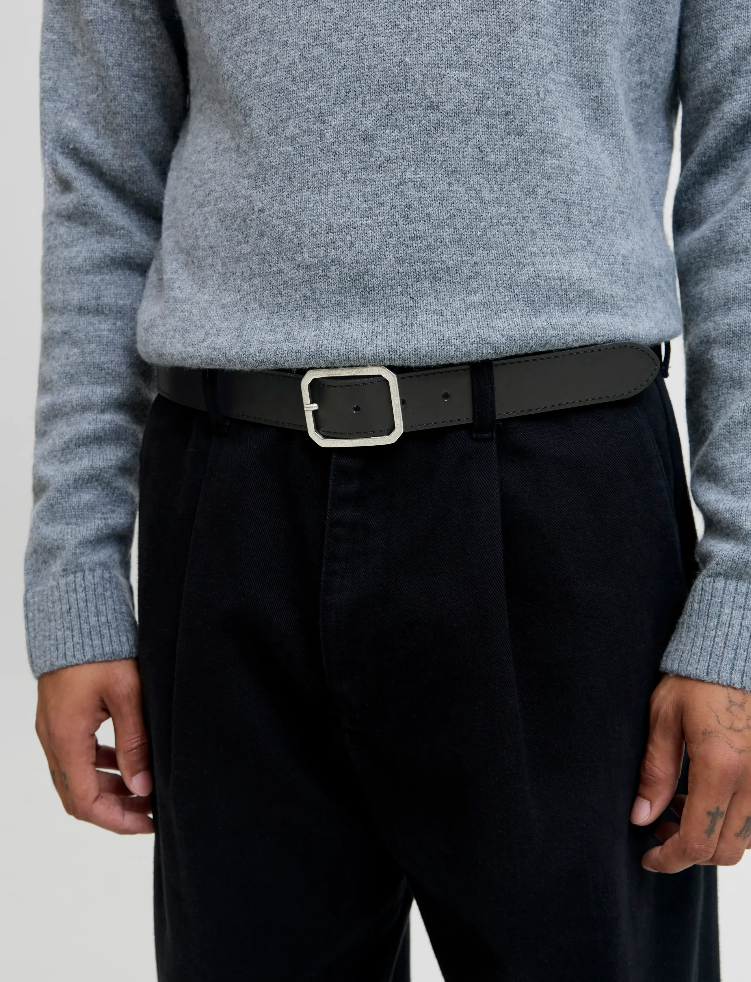 Jack & Jones JACSQUARE LEATHER BELT STYD AW 25 - Kollektionen - BLACK / black