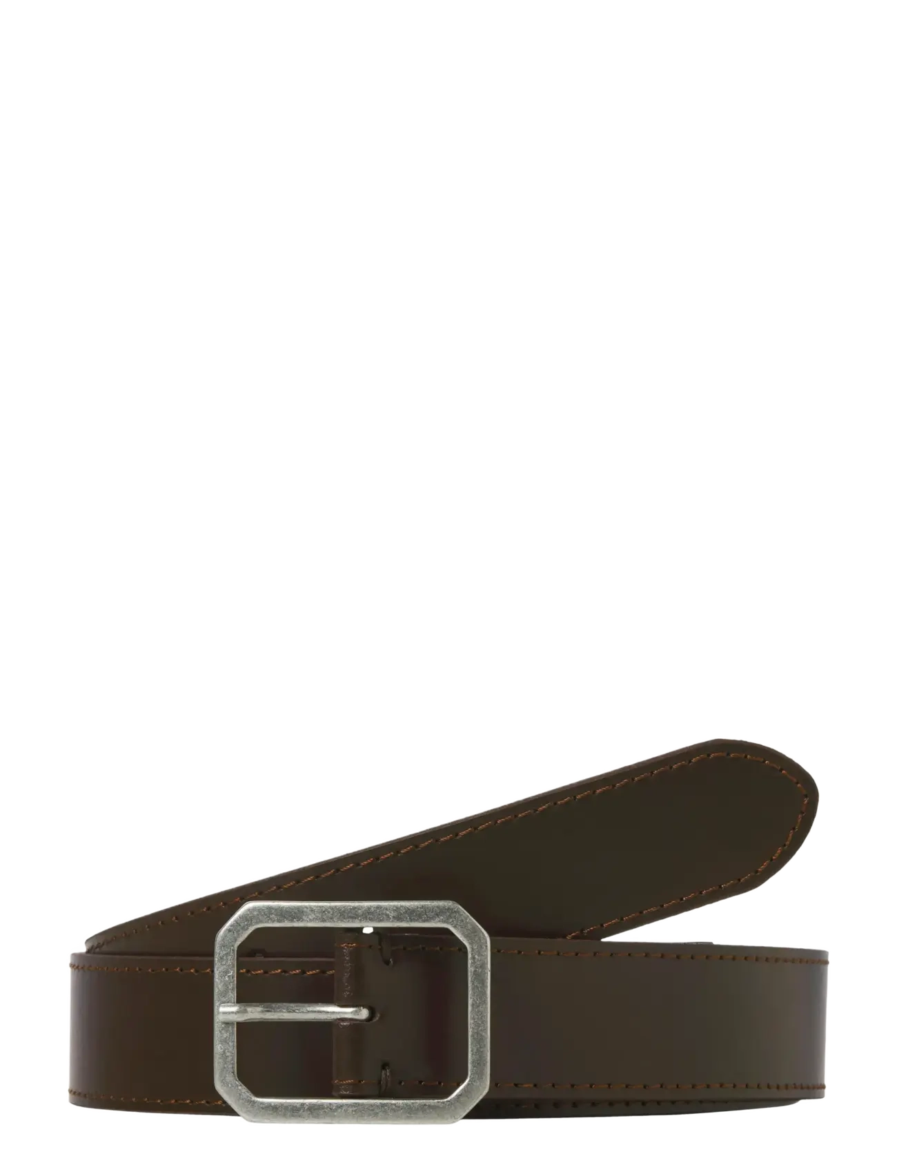 JACSQUARE LEATHER BELT STYD AW 25 - BROWN STONE
