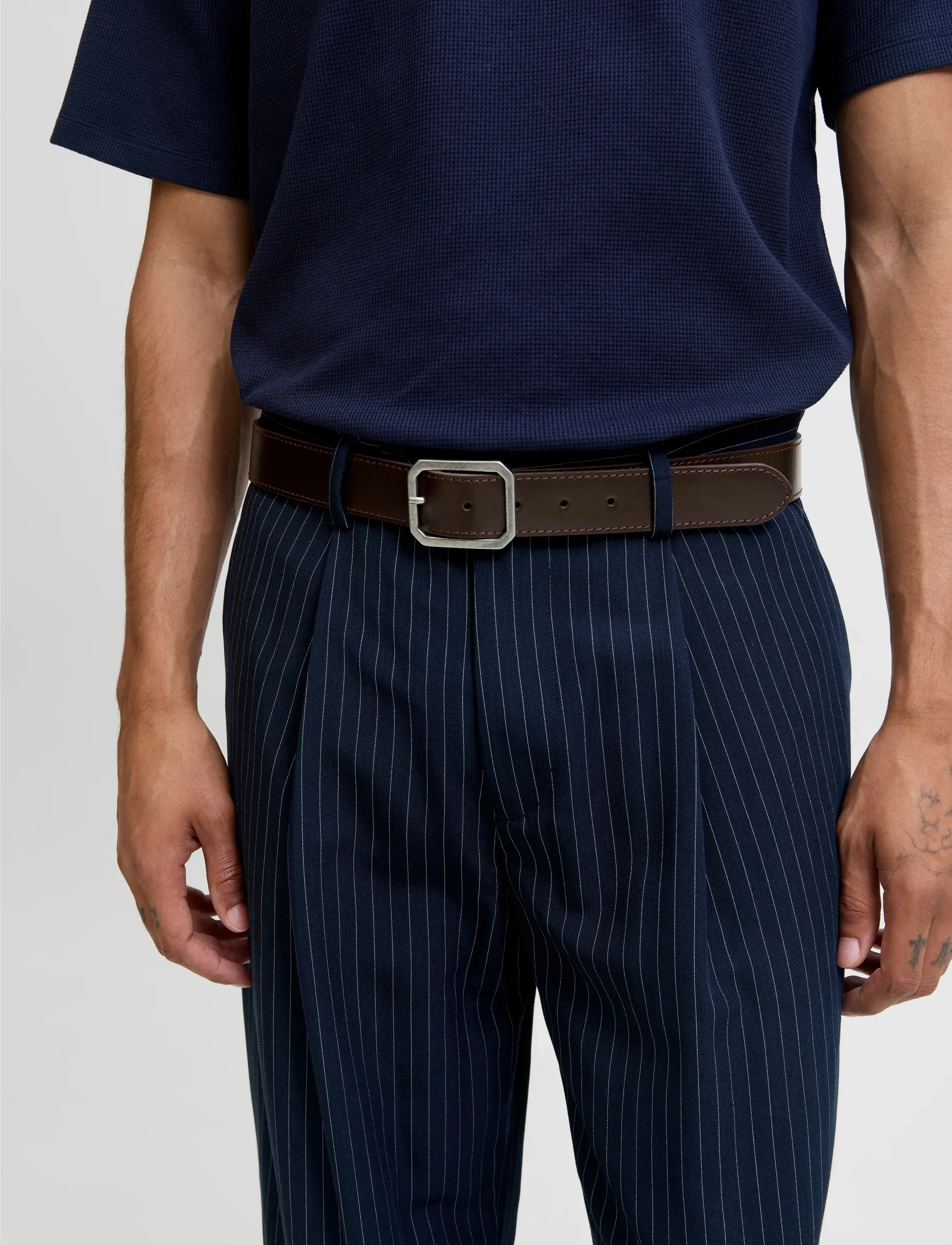 Jack & Jones JACSQUARE LEATHER BELT STYD AW 25 - Säsongens färger - BROWN STONE / brown