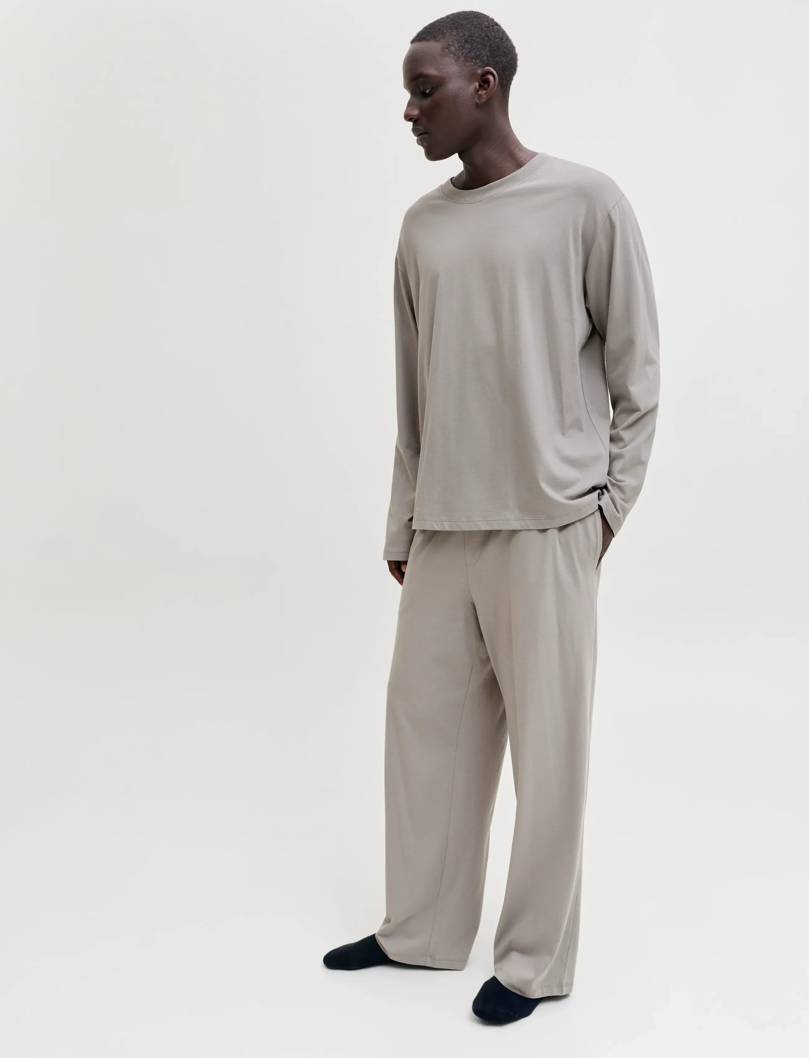 Jack & Jones - JACALFRED LS TEE AND PANTS SET W STYD - gray flannel - 4