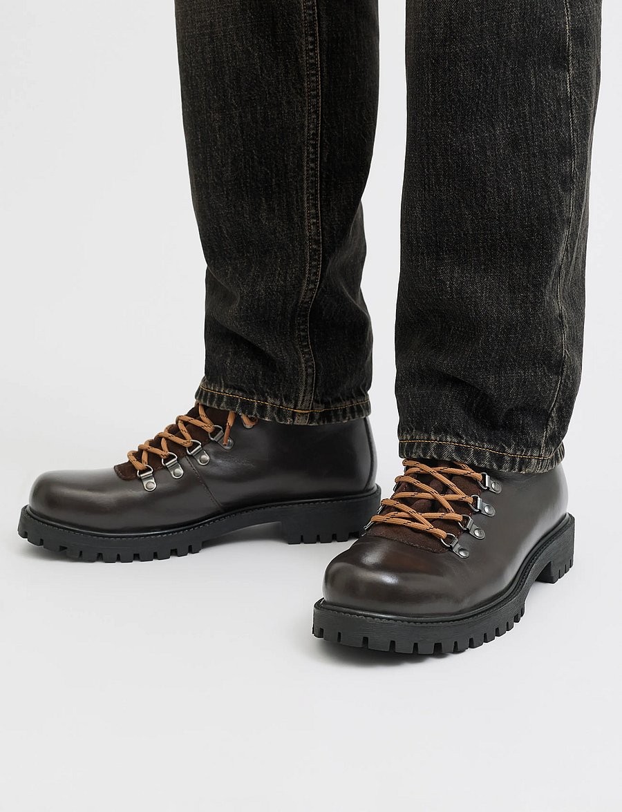 Jack & Jones - JFWDAMIAN LEATHER BOOT STYD LN - schnürstiefel - brown stone - 0