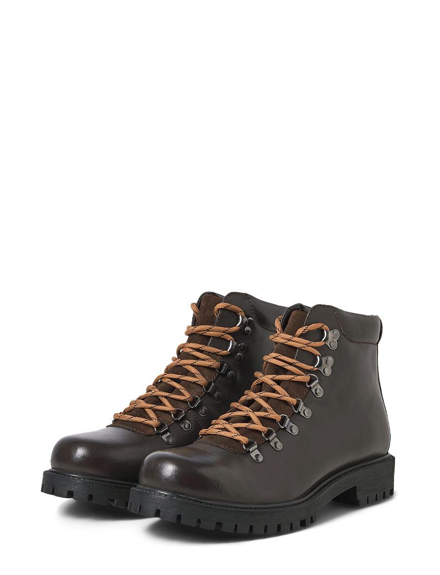 Jack & Jones - JFWDAMIAN LEATHER BOOT STYD LN - schnürstiefel - brown stone - 3