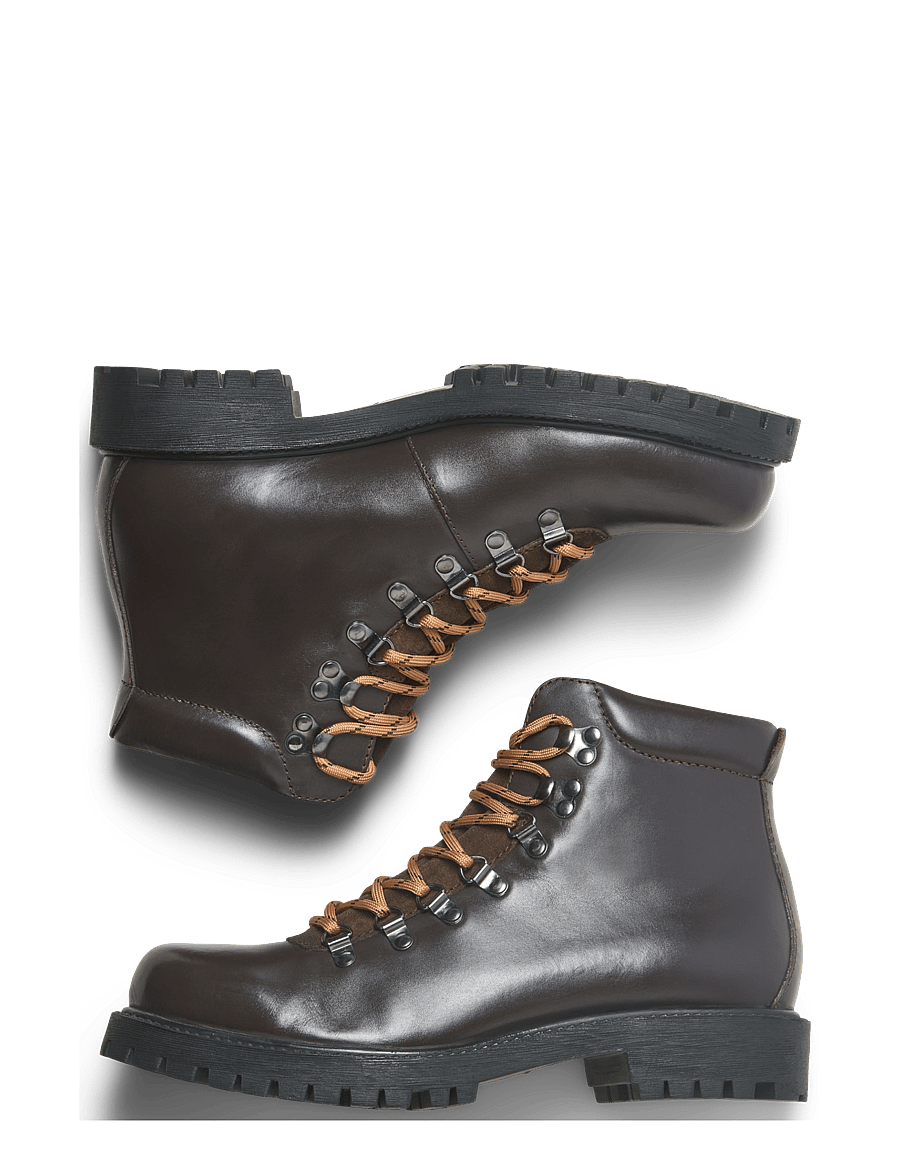 Jack & Jones - JFWDAMIAN LEATHER BOOT STYD LN - schnürstiefel - brown stone - 4