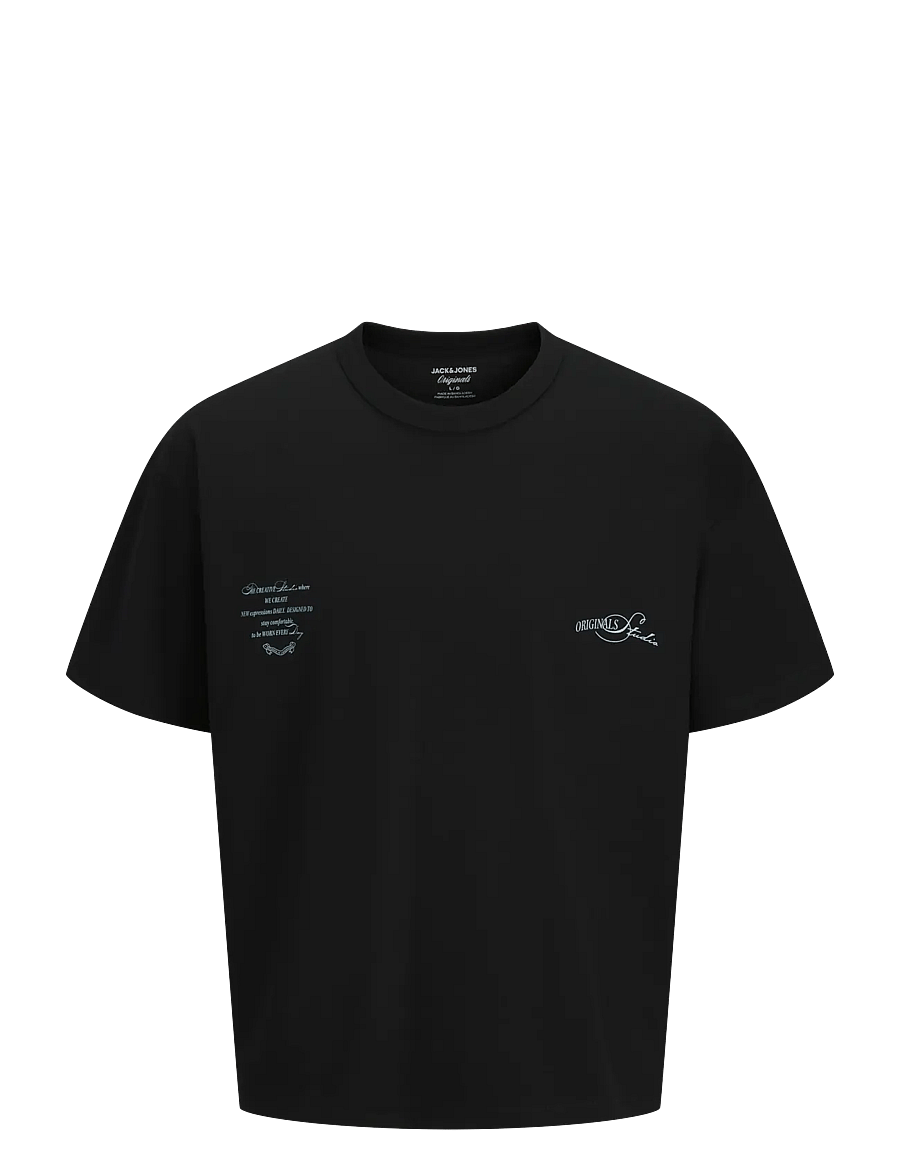 Jack & Jones - JORSANREMO TYPO TEE SS CREW NECK SN - kortærmede t-shirts - black - 1