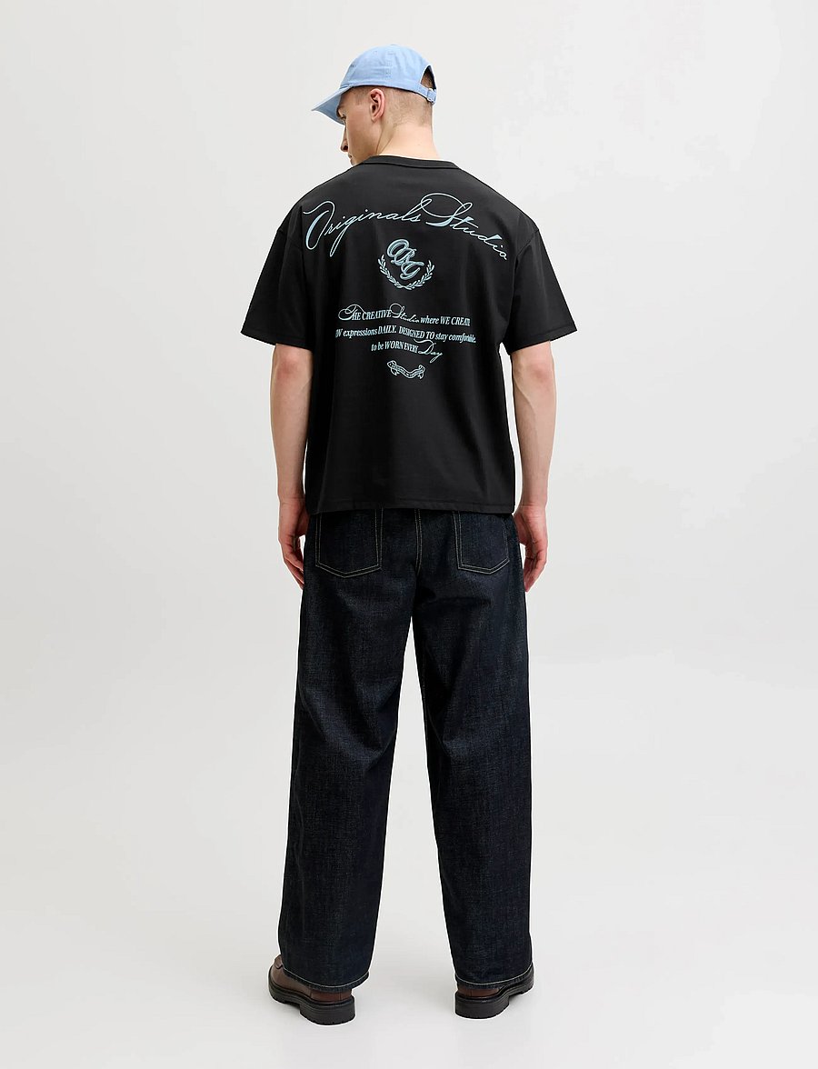 Jack & Jones - JORSANREMO TYPO TEE SS CREW NECK SN - kortærmede t-shirts - black - 3