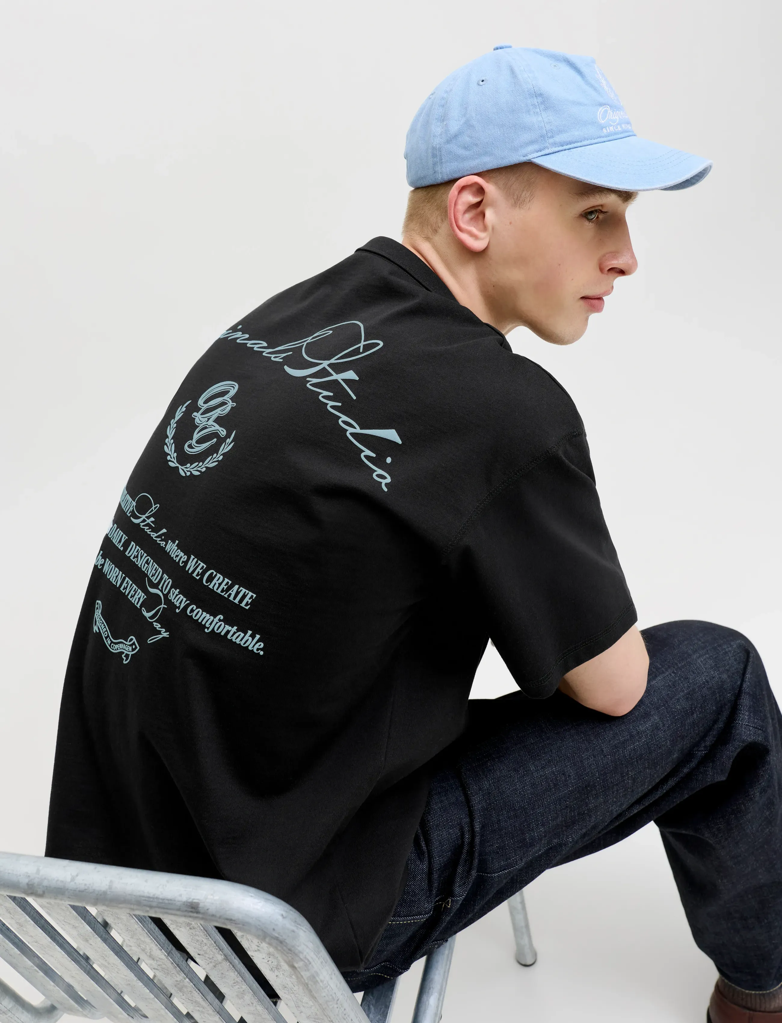 Jack & Jones - JORSANREMO TYPO TEE SS CREW NECK SN - kortærmede t-shirts - black - 5
