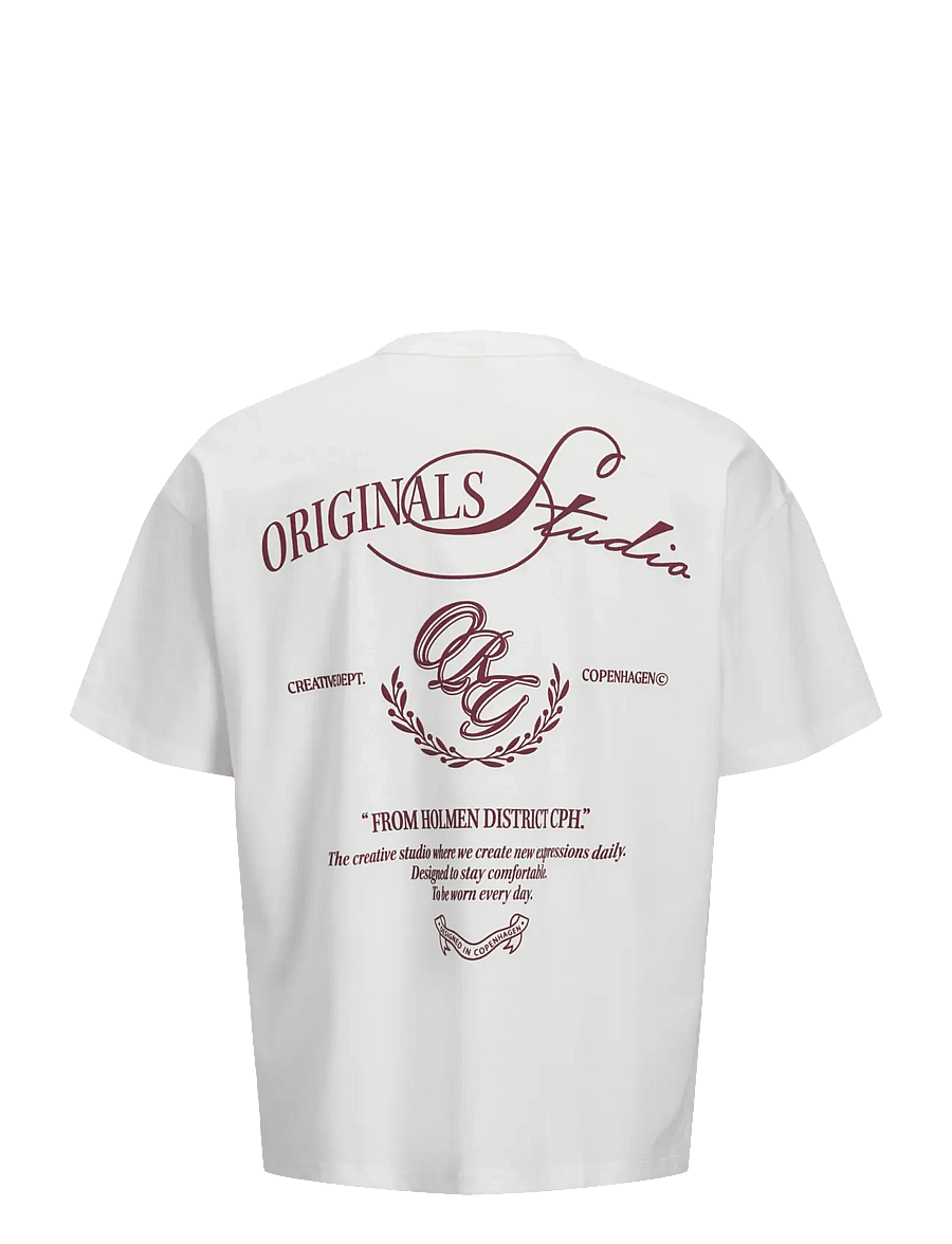 Jack & Jones - JORSANREMO TYPO TEE SS CREW NECK SN - kortärmade t-shirts - bright white - 2