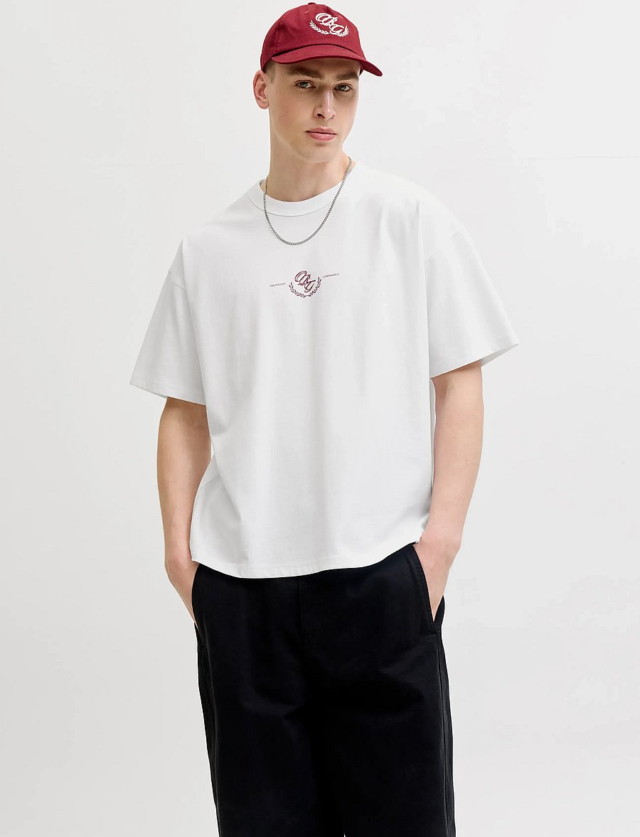 Jack & Jones - JORSANREMO TYPO TEE SS CREW NECK SN - kortärmade t-shirts - bright white - 0