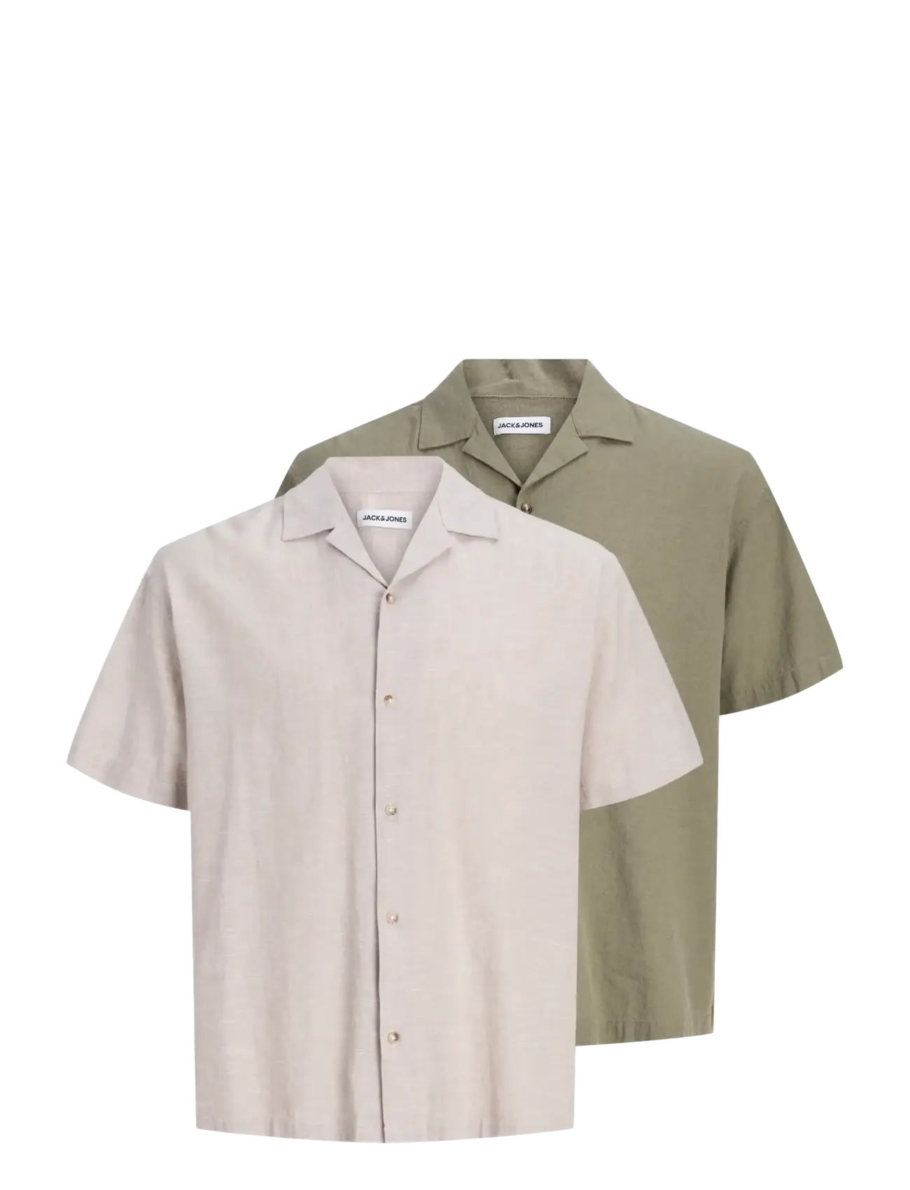 Jack & Jones JJESUMMER LINEN BLEND RESORT SHIRT 2PKMP - Tik mobilioje programėlėje - DUSTY OLIVE / khaki/green