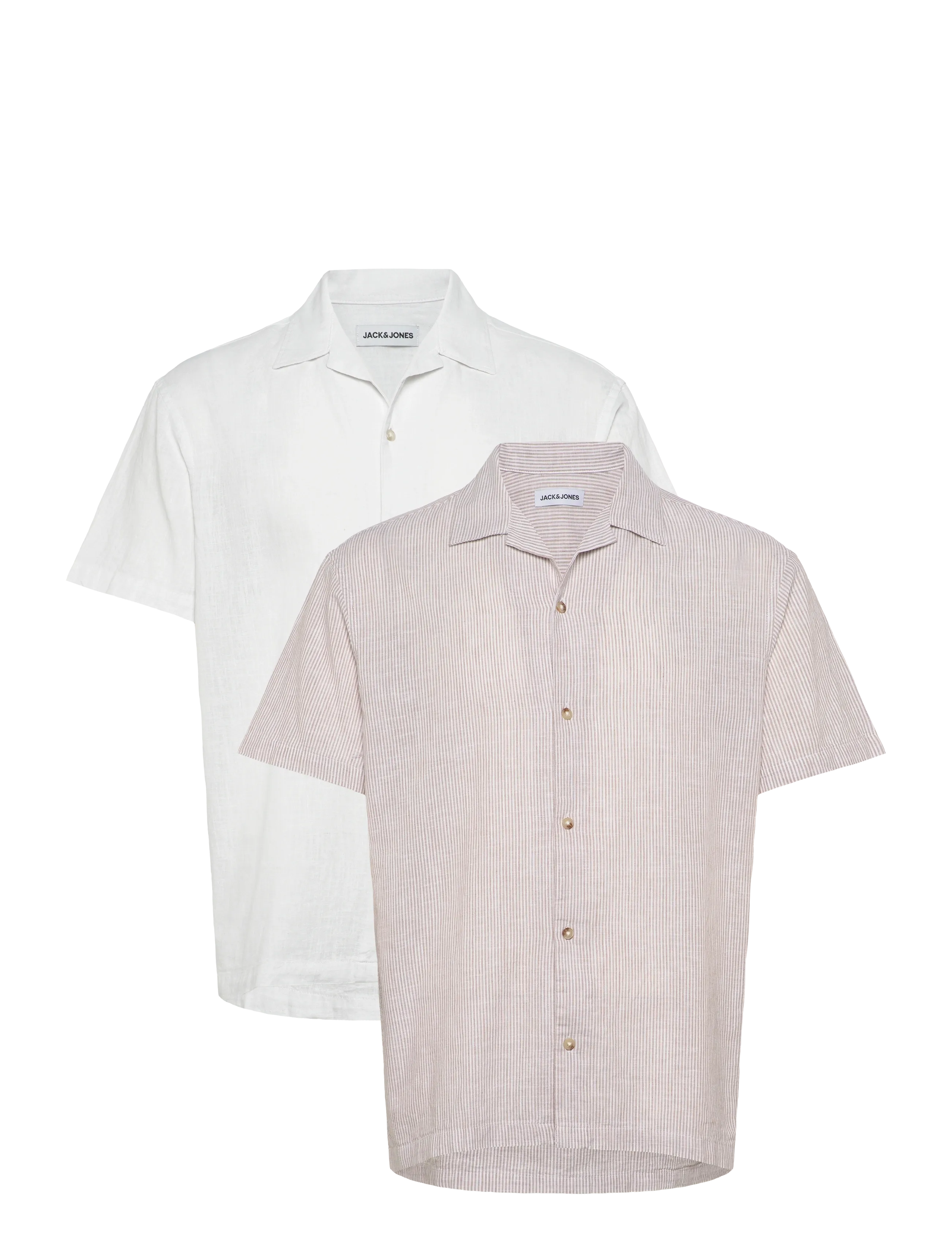 Jack & Jones JJESUMMER LINEN BLEND RESORT SHIRT 2PKMP - Kampagne - WHITE / white