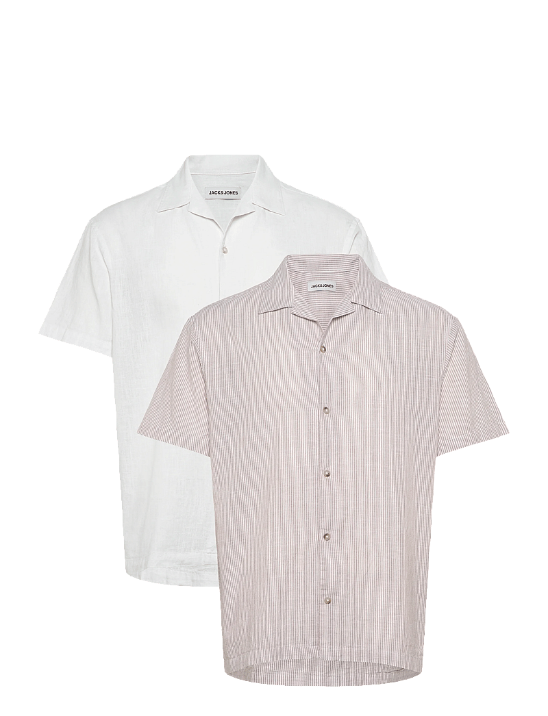 Jack & Jones - JJESUMMER LINEN BLEND RESORT SHIRT 2PKMP - koszule lniane - white - 0