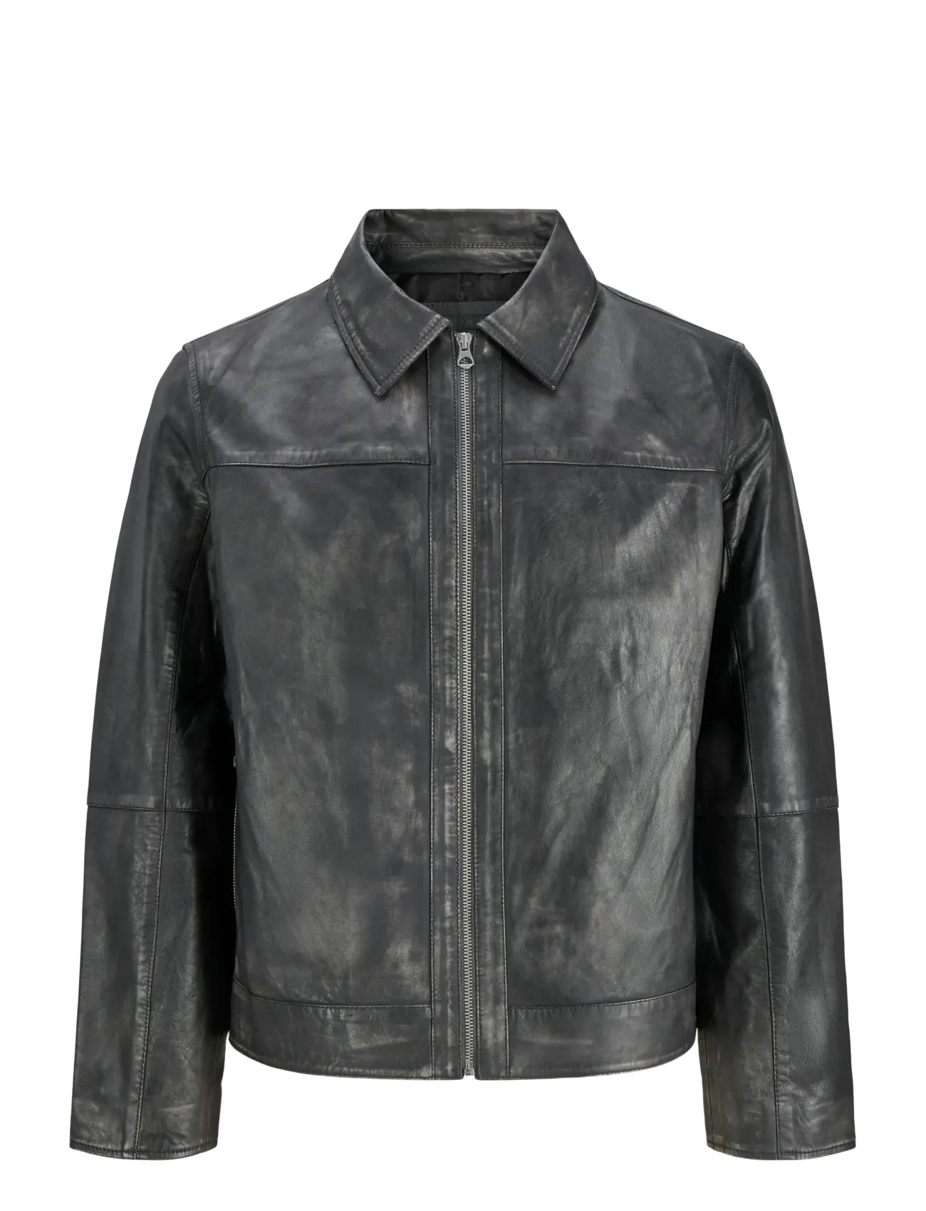 Jack & Jones JORCLEAN LEATHER JACKET STYD AW25 - Læderjakker - ANTHRACITE / black