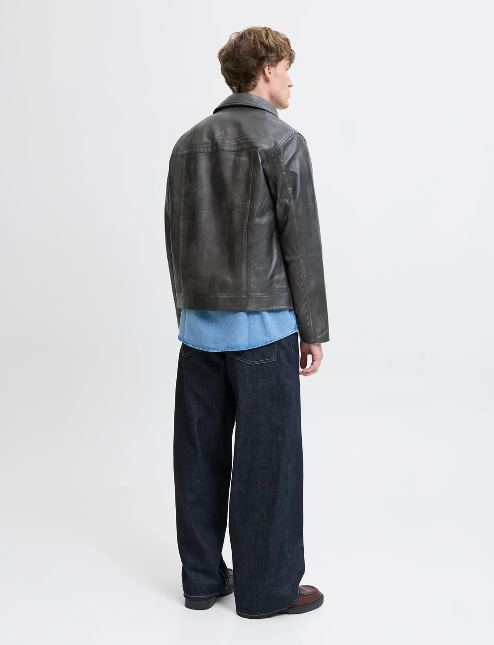 Jack & Jones - JORCLEAN LEATHER JACKET STYD AW25 - sügisjakid - anthracite - 2