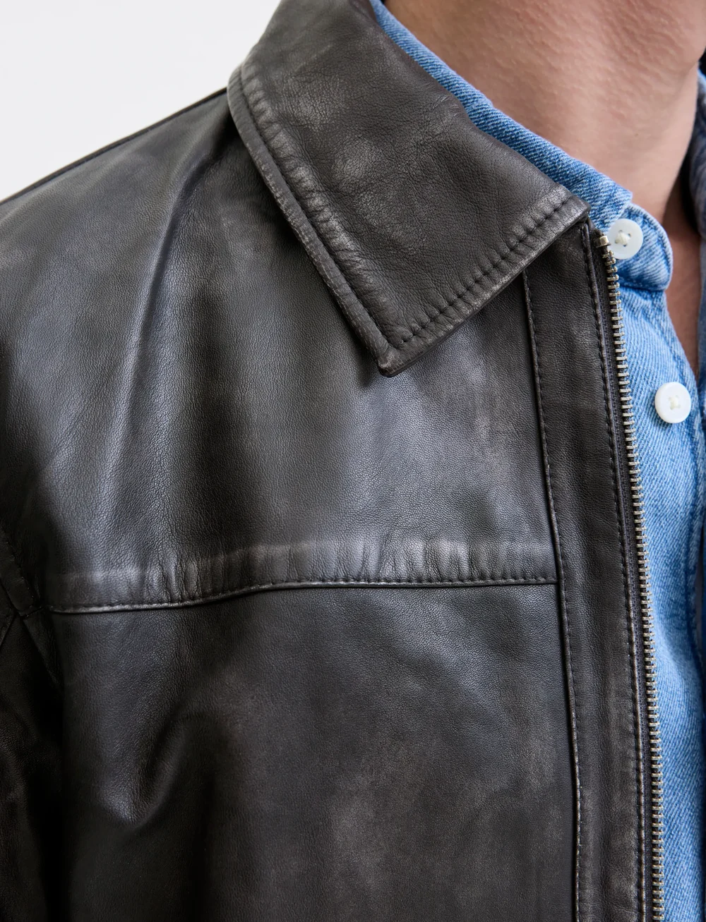 Jack & Jones - JORCLEAN LEATHER JACKET STYD AW25 - sügisjakid - anthracite - 3