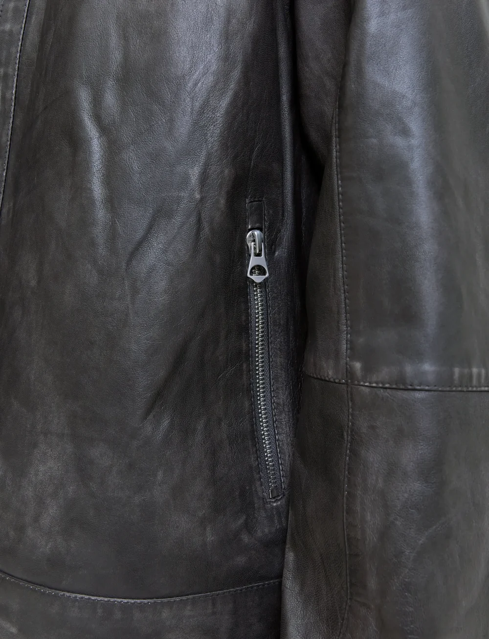 Jack & Jones - JORCLEAN LEATHER JACKET STYD AW25 - sügisjakid - anthracite - 4