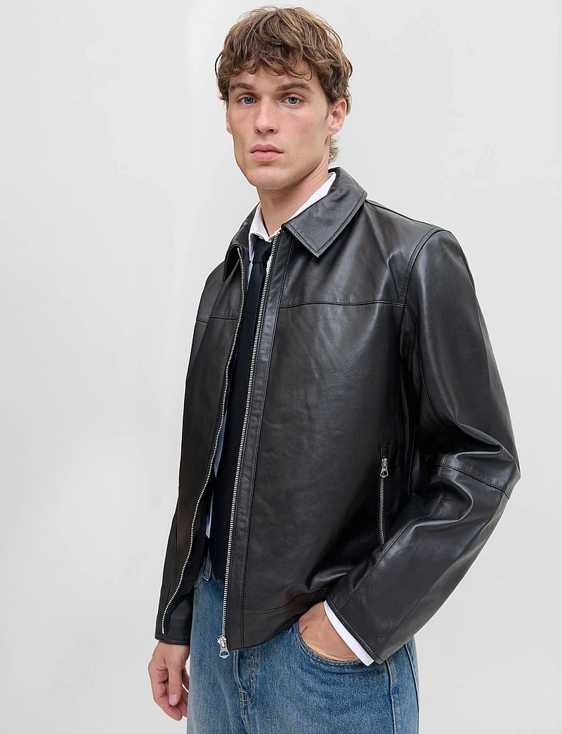 Jack & Jones - JORCLEAN LEATHER JACKET STYD AW25 - höstjackor - black - 4
