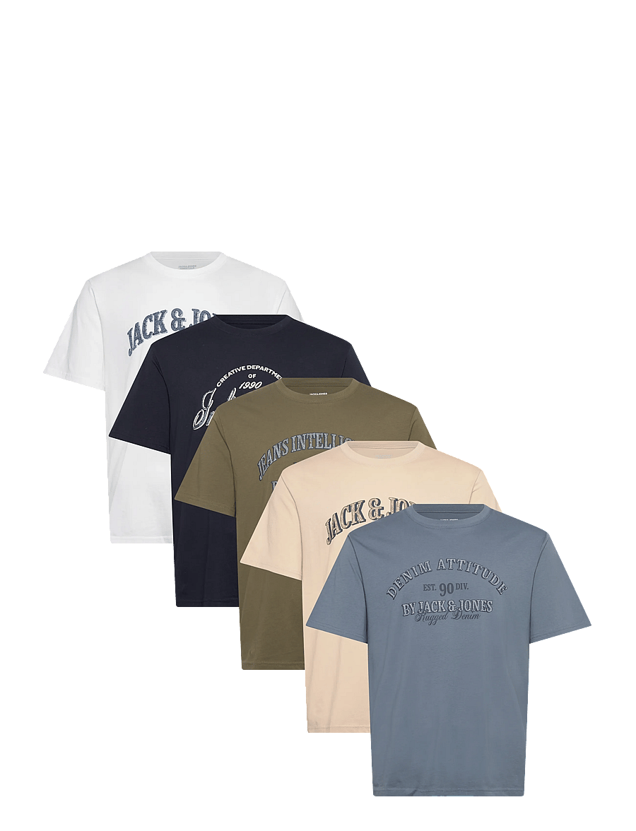 Jack & Jones - JJEDENVER GRAPHIC TEE SS O-NECK 5PK MP - multipack t-shirts - cloud dancer - 0