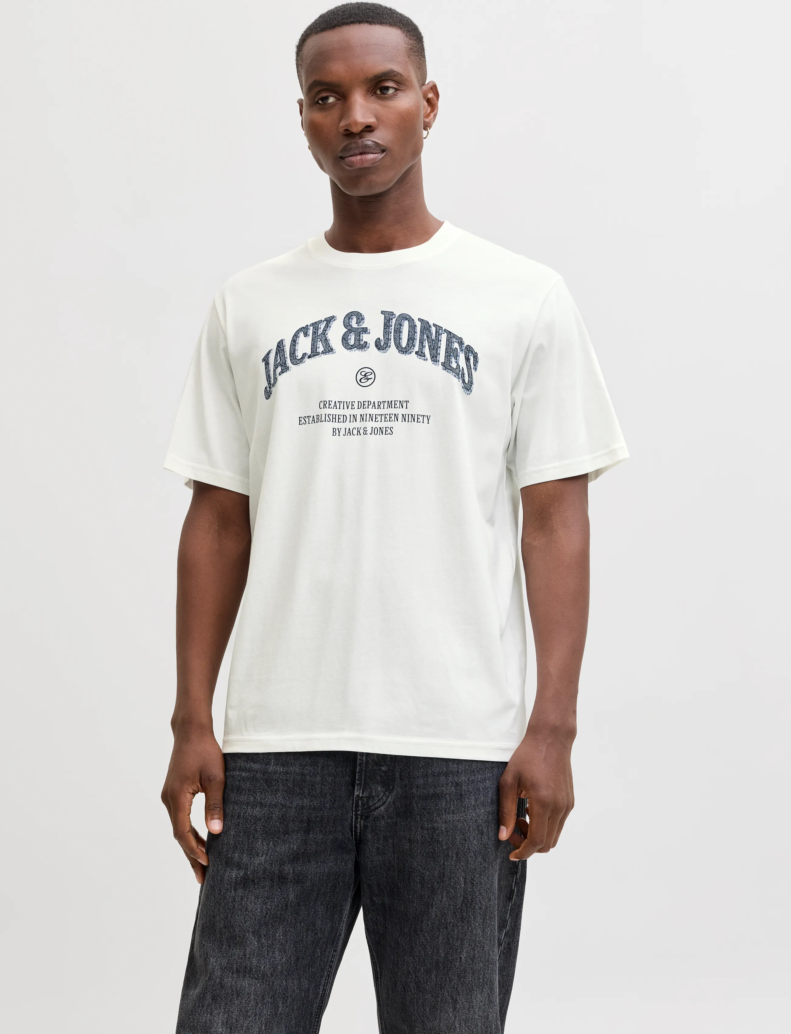 Jack & Jones JJEDENVER GRAPHIC TEE SS O-NECK 5PK MP - Kläder - CLOUD DANCER / white
