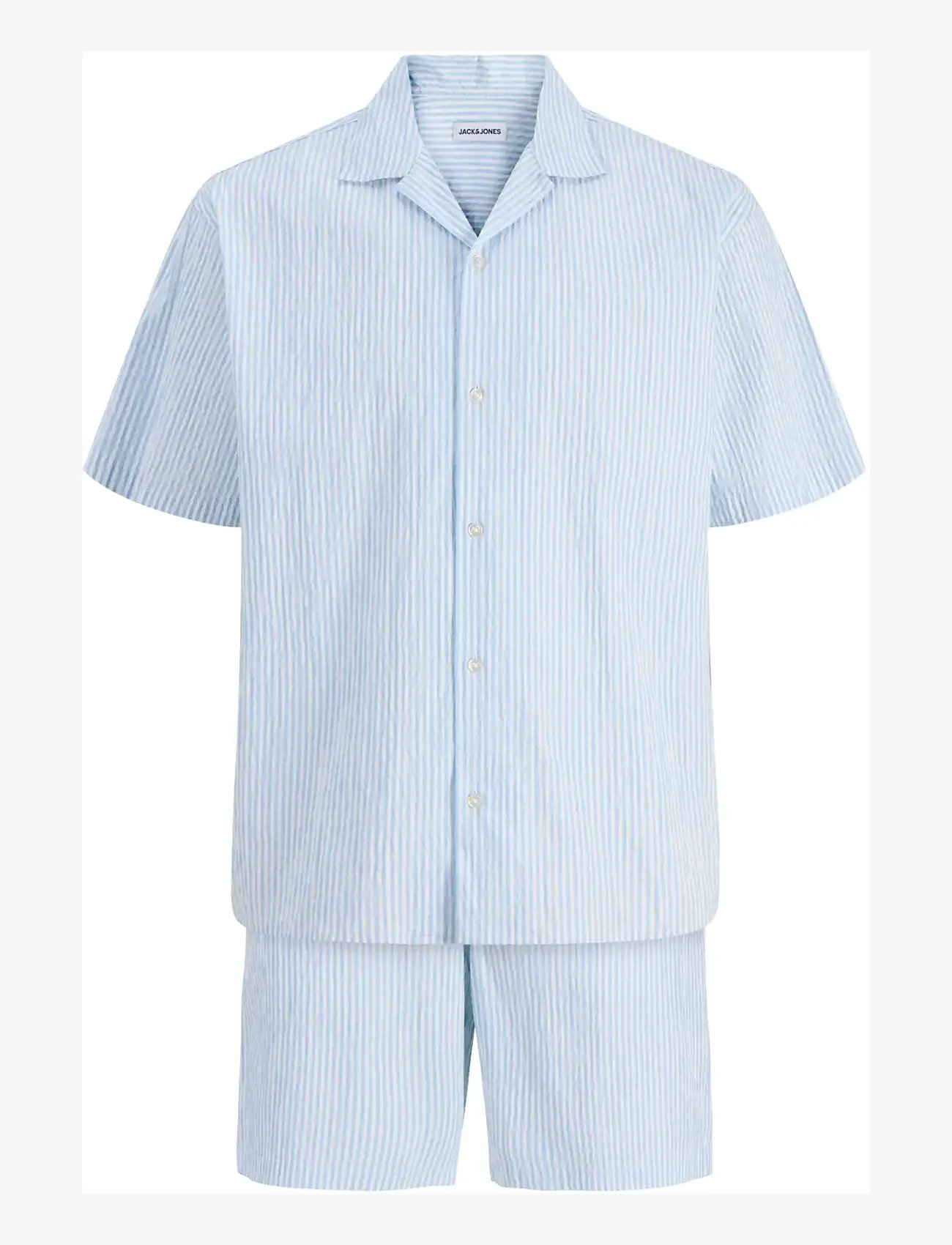 Jack & Jones - JJMILO SEERSUCKER RESORT SHIRT SS SET MP - stribede skjorter - cashmere blue - 1