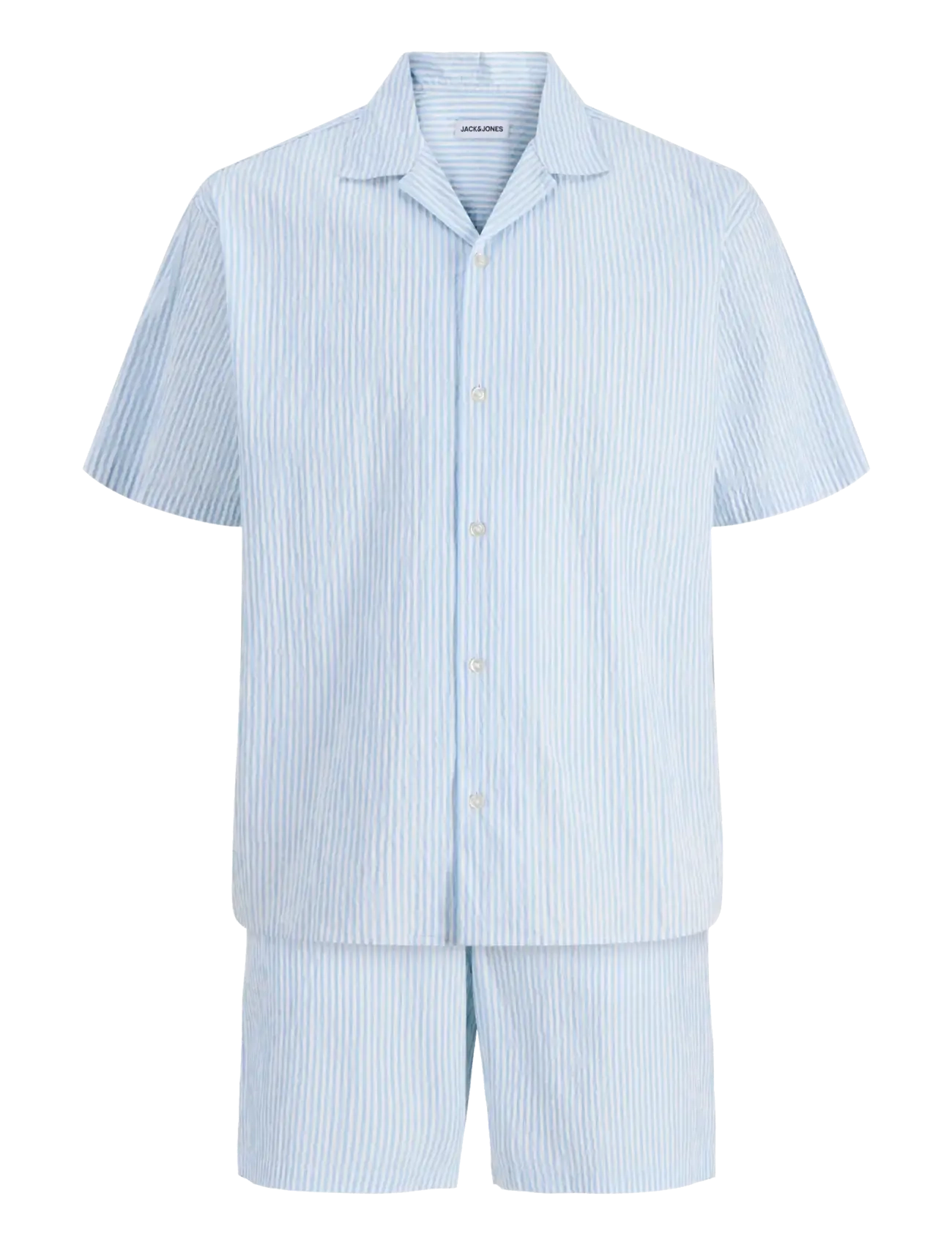 Jack & Jones - JJMILO SEERSUCKER RESORT SHIRT SS SET MP - triibulised särgid - cashmere blue - 1