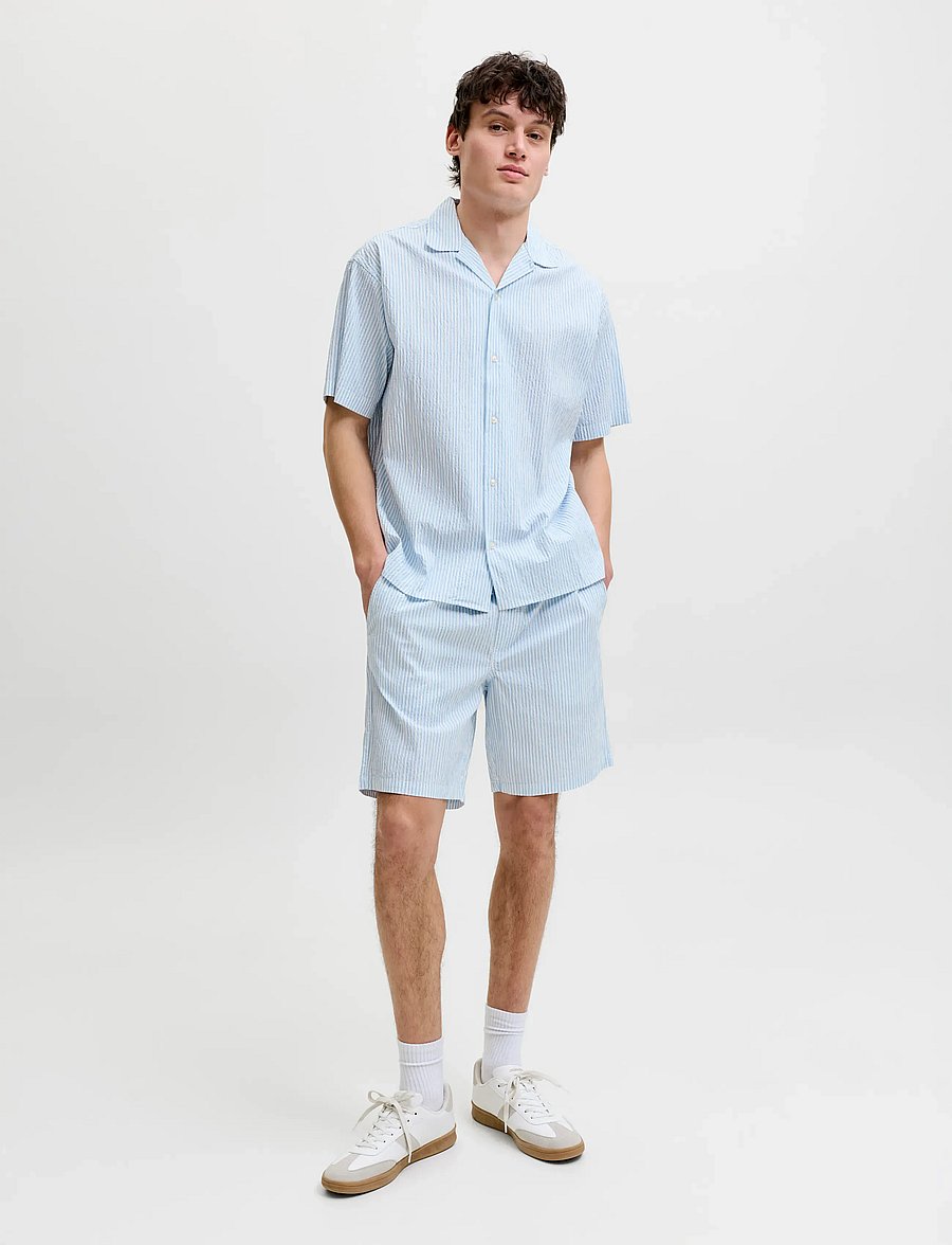 Jack & Jones - JJMILO SEERSUCKER RESORT SHIRT SS SET MP - triibulised särgid - cashmere blue - 3