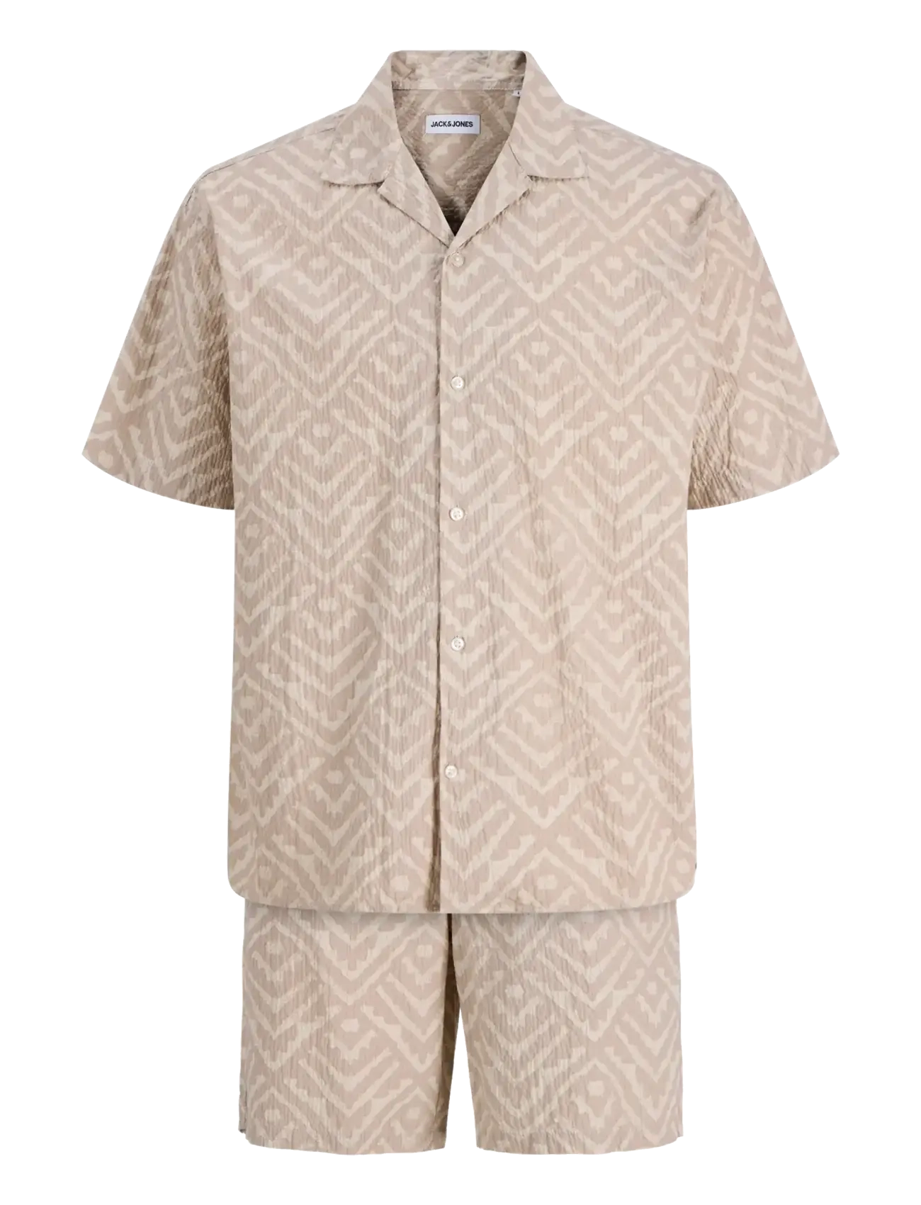 Jack & Jones JJMILO SEERSUCKER RESORT SHIRT SS SET MP - Casual shorts - MOONBEAM / beige