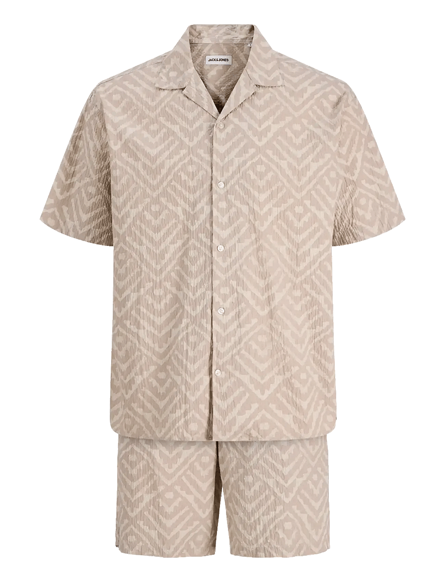Jack & Jones - JJMILO SEERSUCKER RESORT SHIRT SS SET MP - gestreepte overhemden - moonbeam - 1