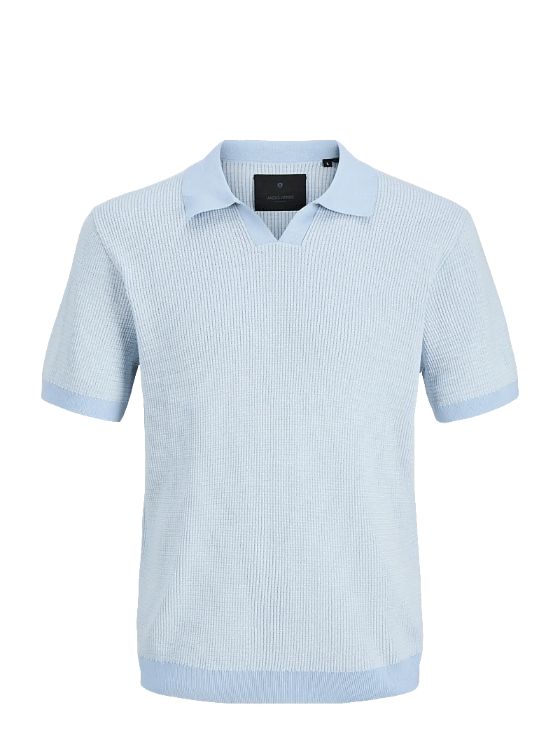 Jack & Jones - JPRBLAHUDSON KNIT SPLIT NECK SS SN - gestrickte polohemden - chambray blue - 1