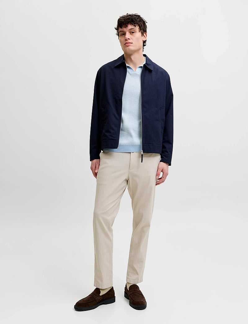Jack & Jones - JPRBLAHUDSON KNIT SPLIT NECK SS SN - gestrickte polohemden - chambray blue - 4