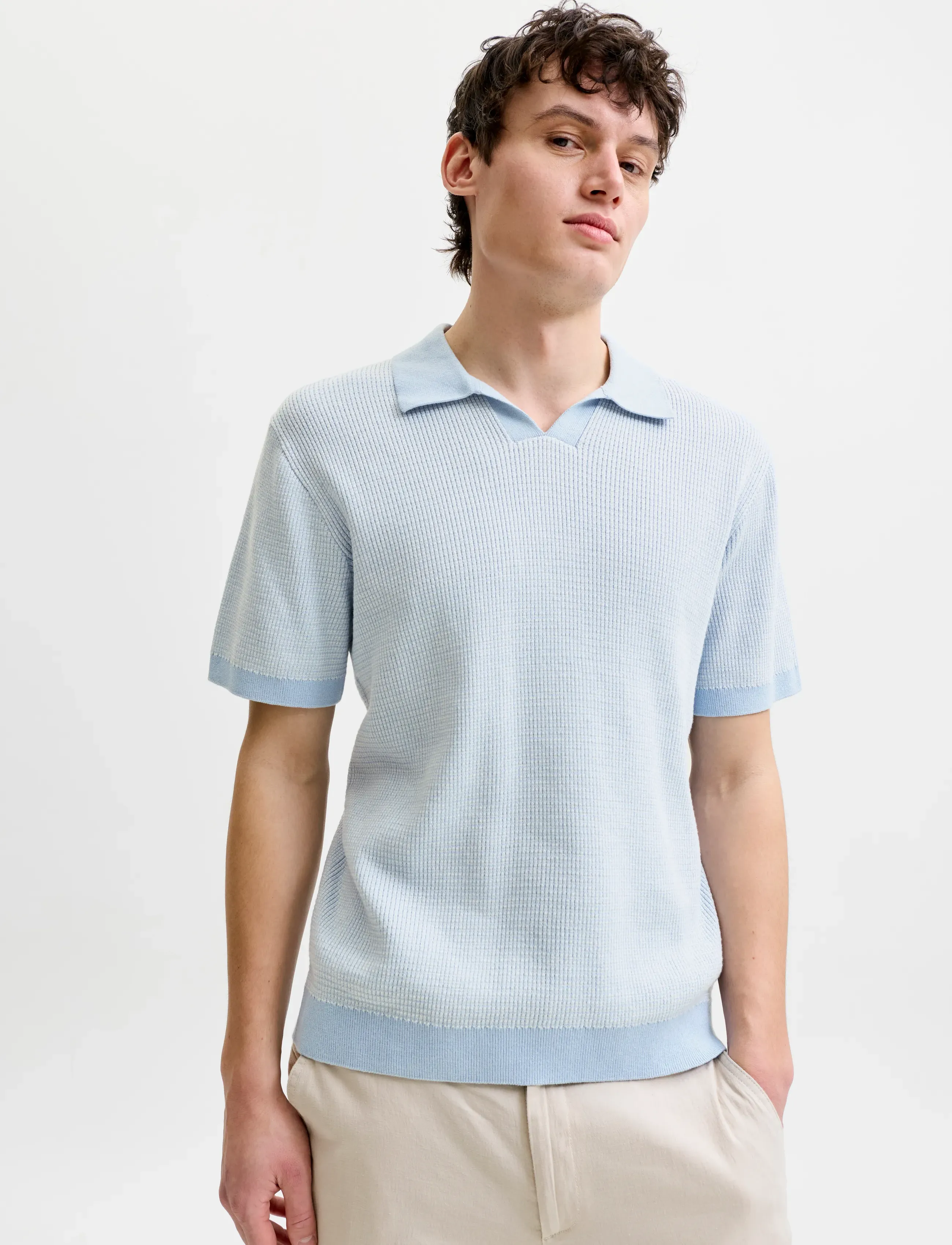 JACK & JONES Jprblahudson Knit Split Neck Ss Sn pikéer herr – bild 5