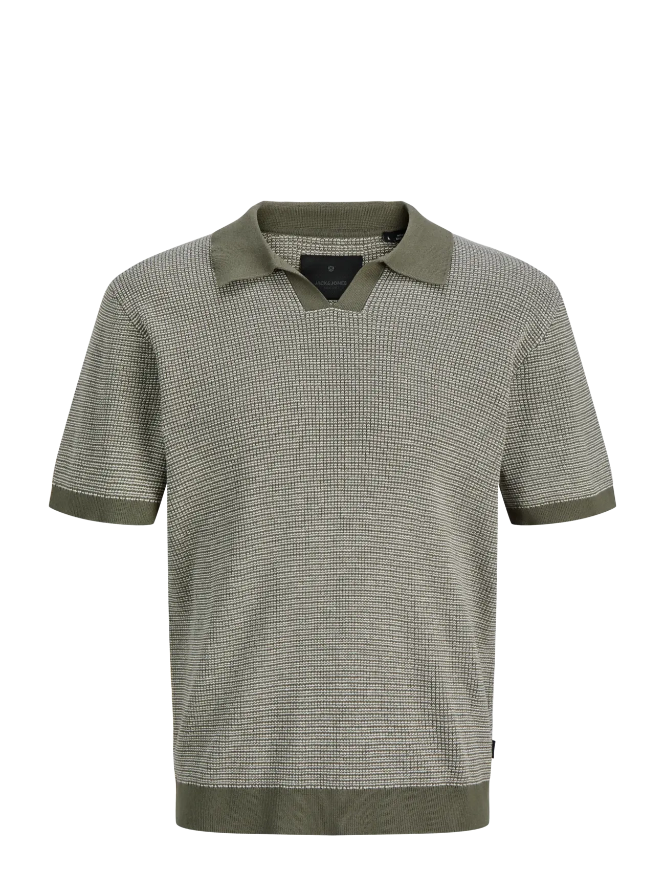 JACK & JONES Jprblahudson Knit Split Neck Ss Sn Khaki - XXL - Herren