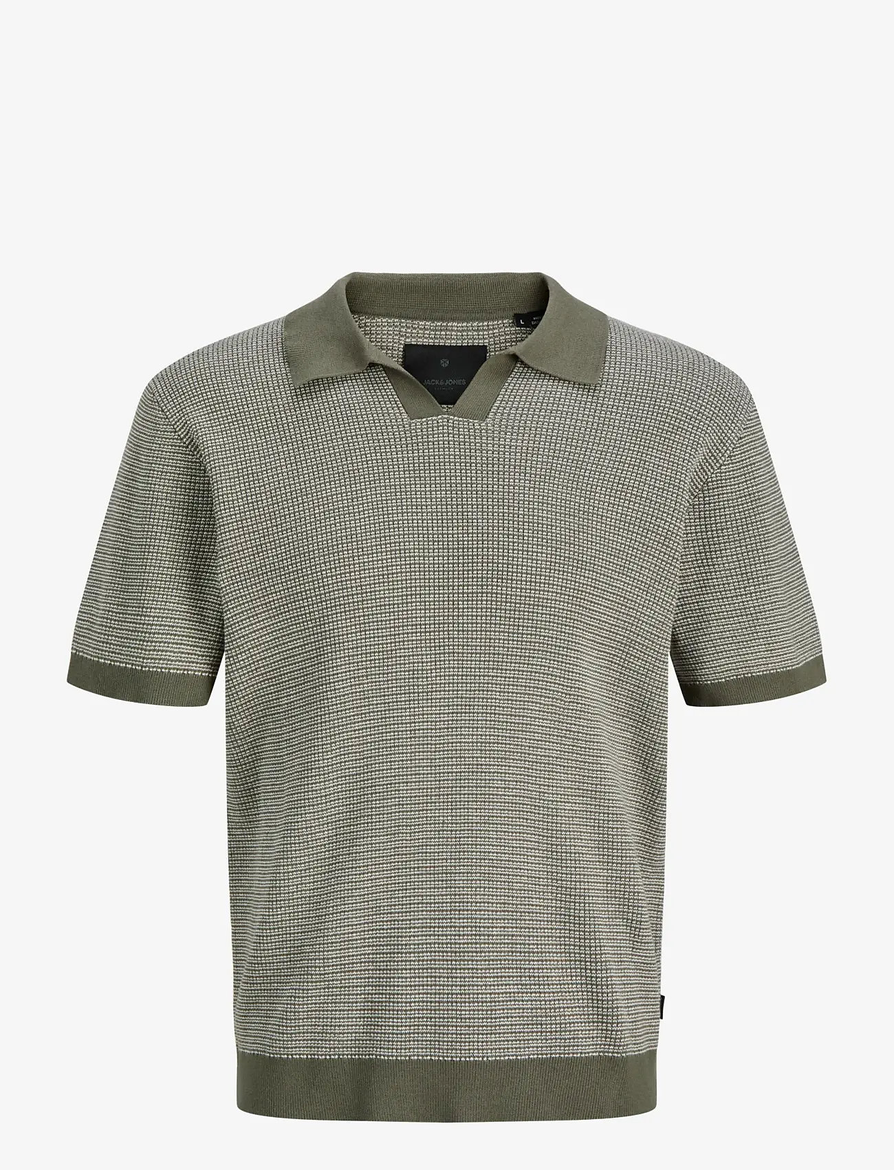 Jack & Jones - JPRBLAHUDSON KNIT SPLIT NECK SS SN - knitted polos - smokey olive - 1