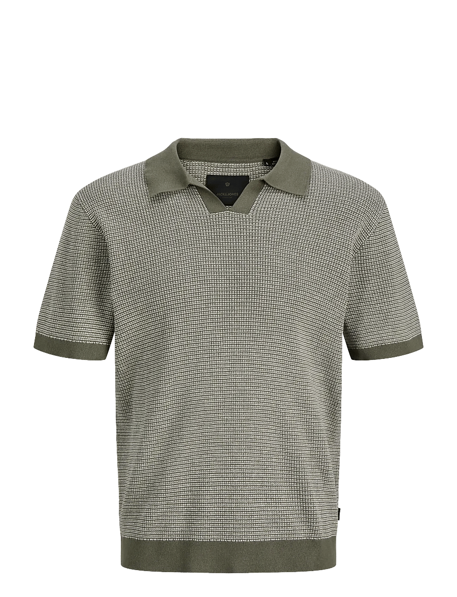Jack & Jones - JPRBLAHUDSON KNIT SPLIT NECK SS SN - adīti polo krekli ar garām piedurknēm - smokey olive - 1