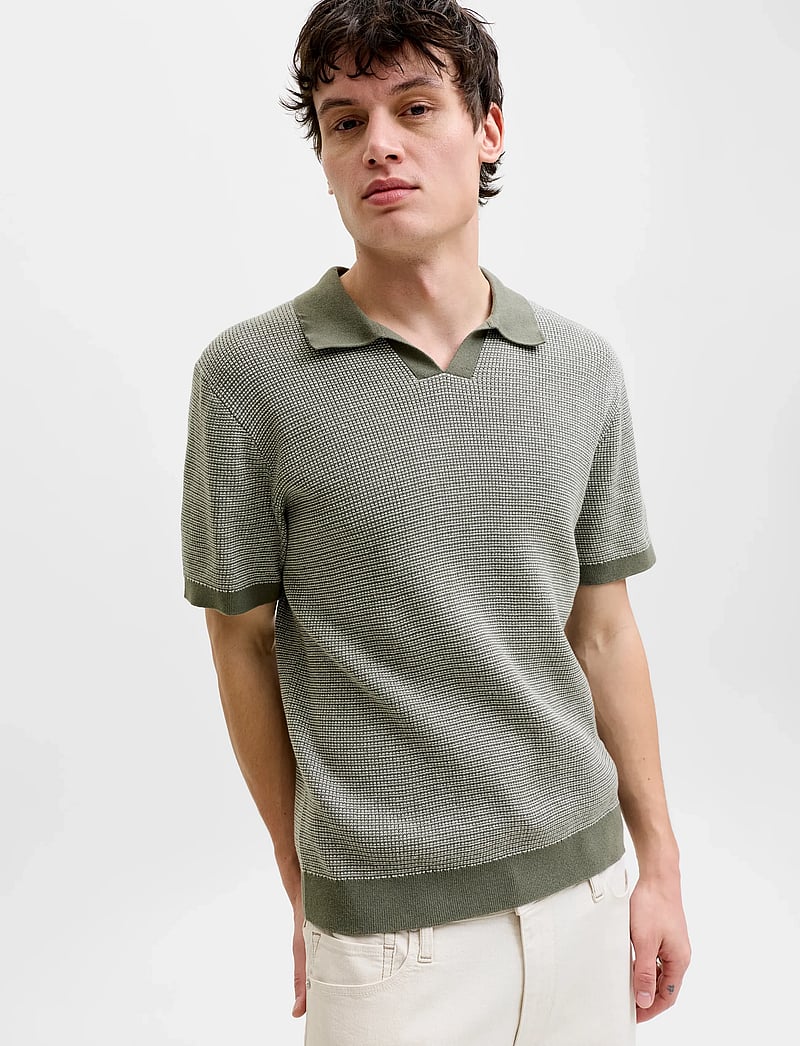Jack & Jones - JPRBLAHUDSON KNIT SPLIT NECK SS SN - gestrickte polohemden - smokey olive - 5