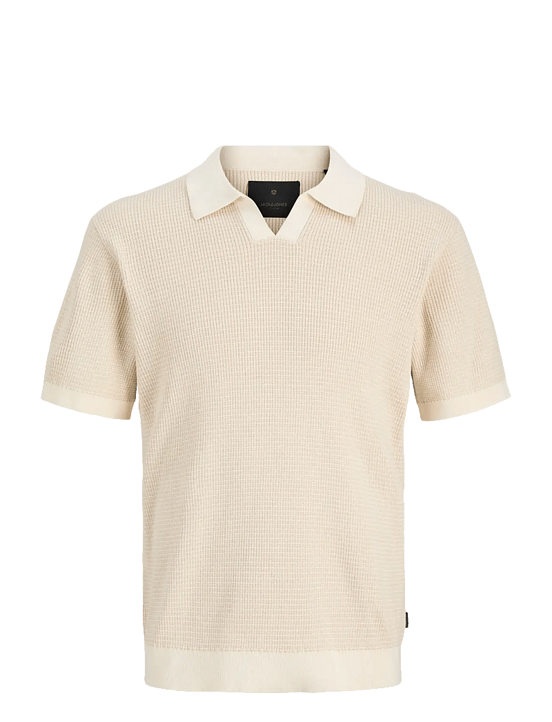 Jack & Jones - JPRBLAHUDSON KNIT SPLIT NECK SS SN - gestrickte polohemden - whitecap gray - 1