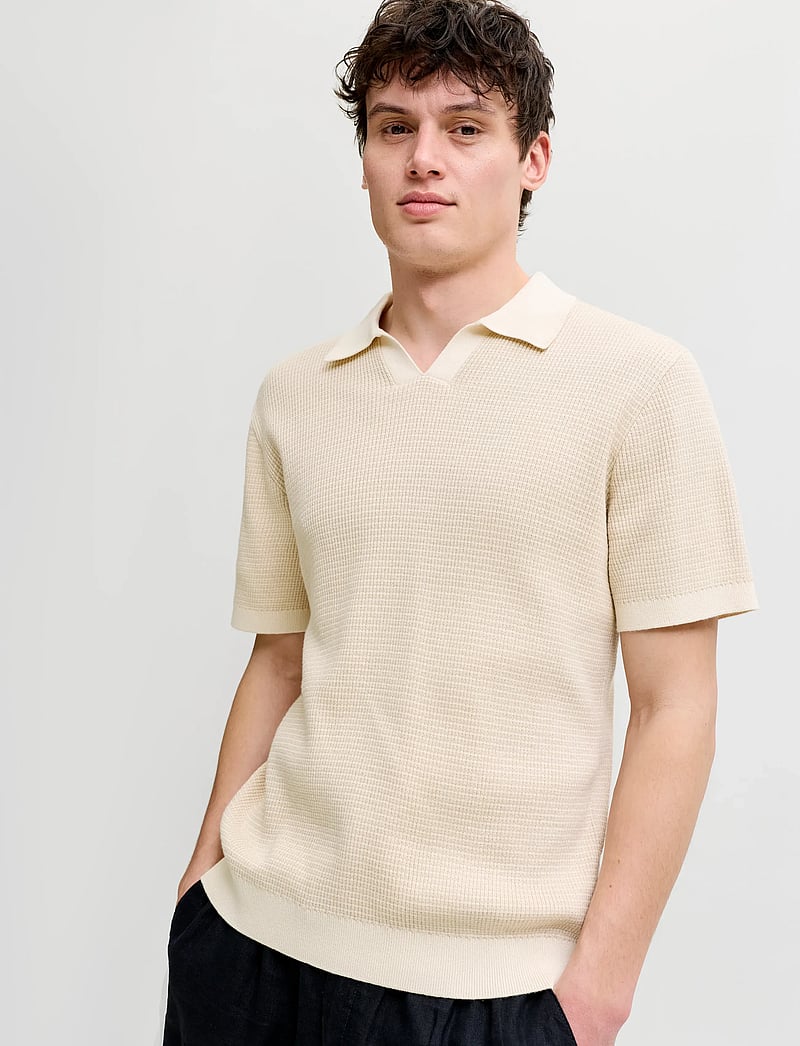 Jack & Jones - JPRBLAHUDSON KNIT SPLIT NECK SS SN - gestrickte polohemden - whitecap gray - 5