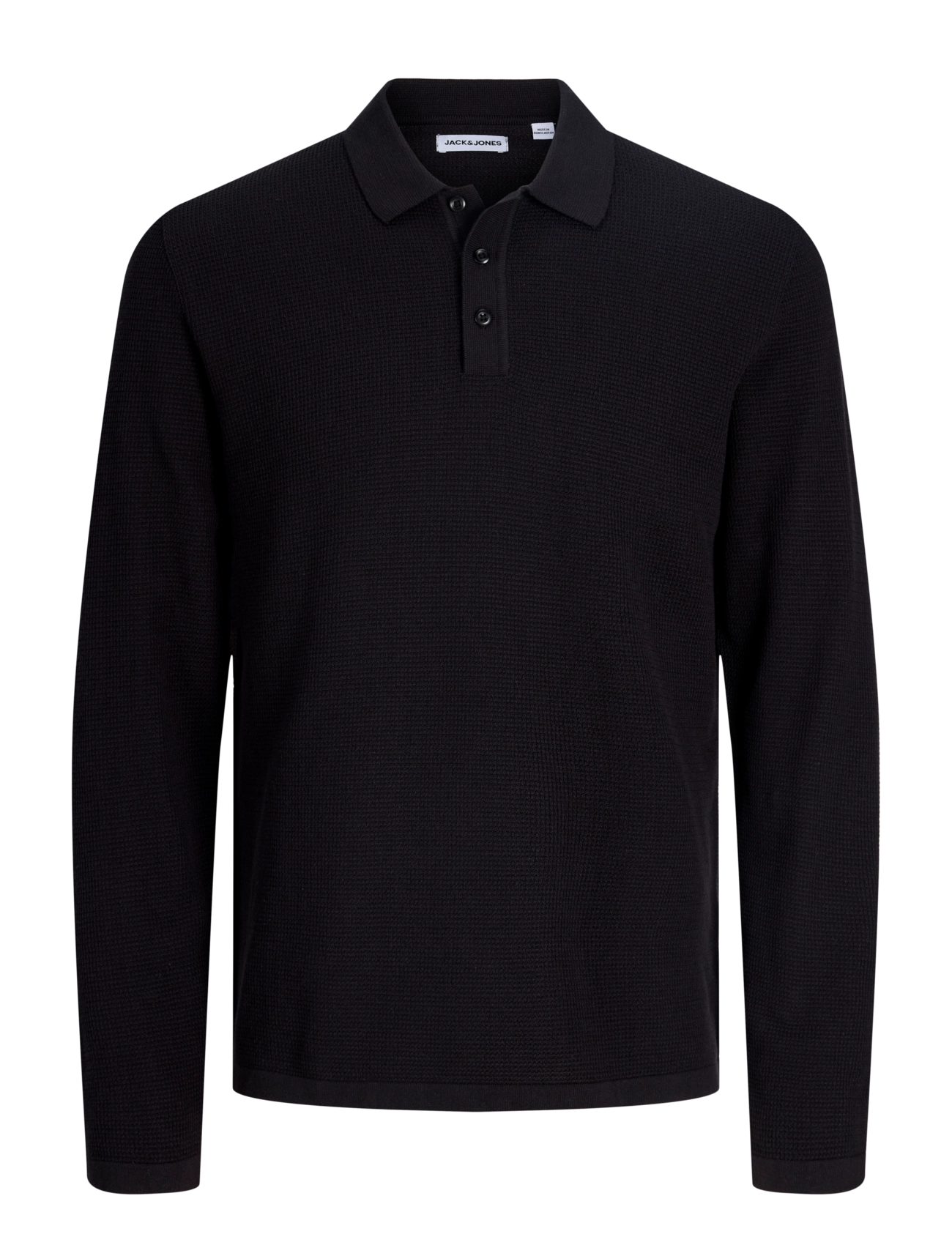 Jack & Jones - JJEAUSTIN KNIT LS POLO SN - pikkade varrukatega kootud polod - black - 1