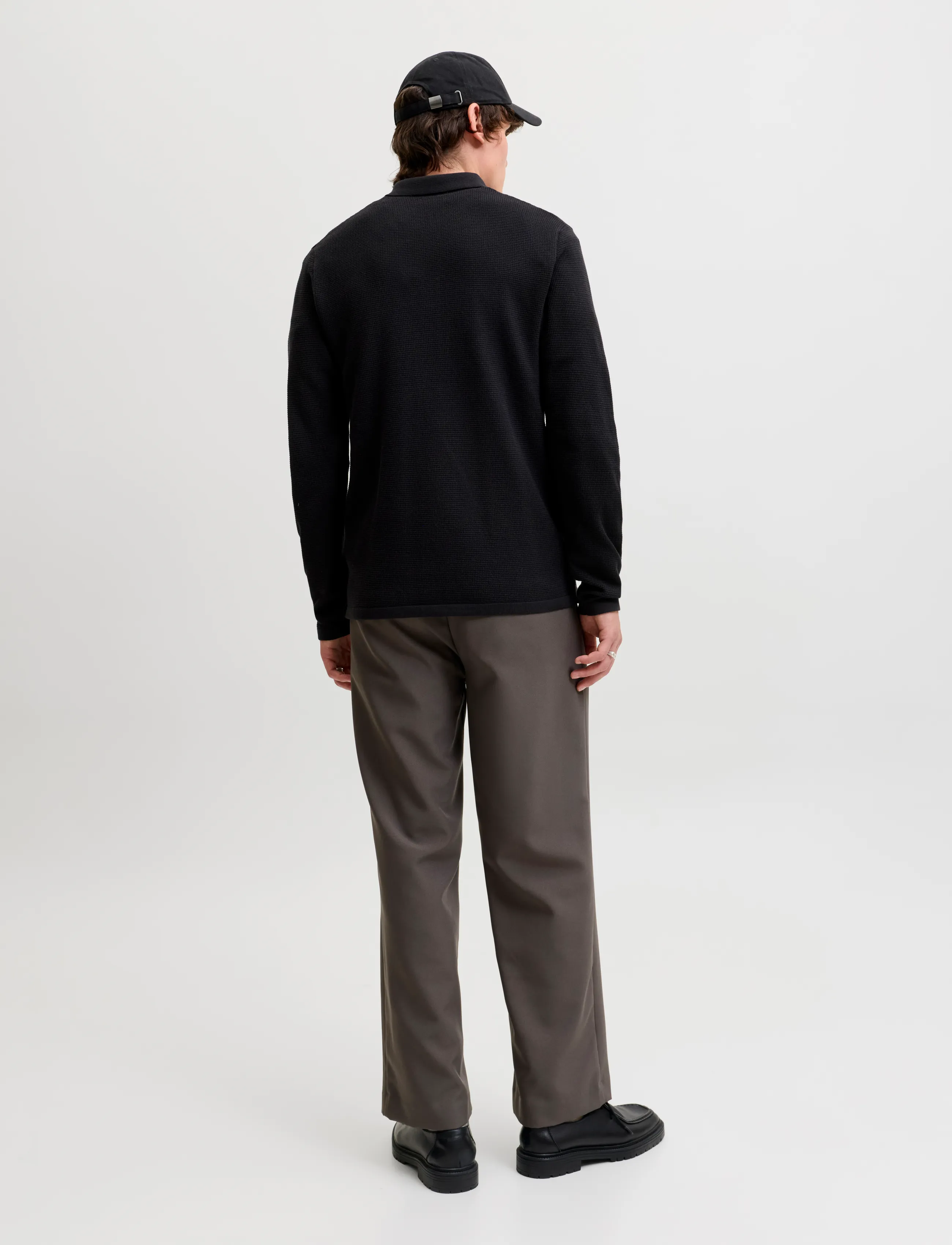 Jack & Jones - JJEAUSTIN KNIT LS POLO SN - pikkade varrukatega kootud polod - black - 2