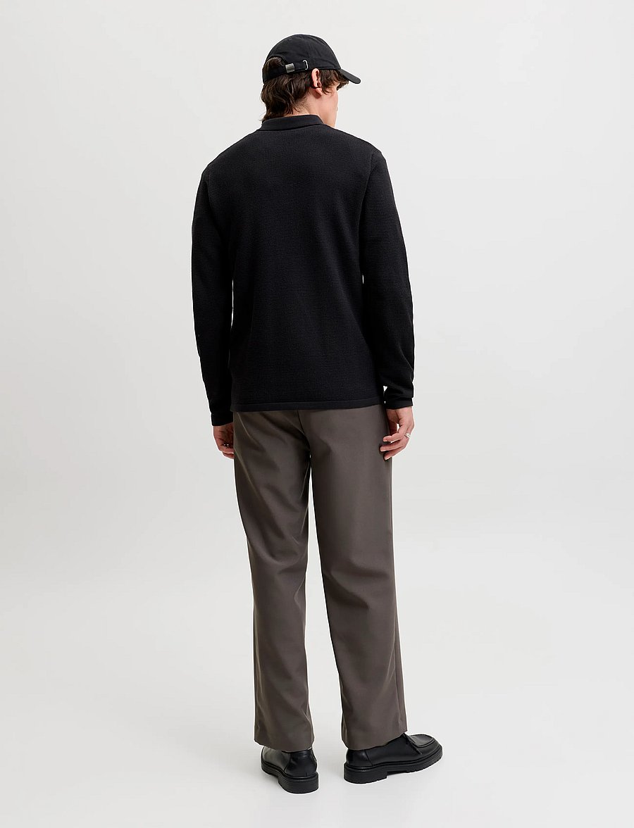 Jack & Jones - JJEAUSTIN KNIT LS POLO SN - pikkade varrukatega kootud polod - black - 2