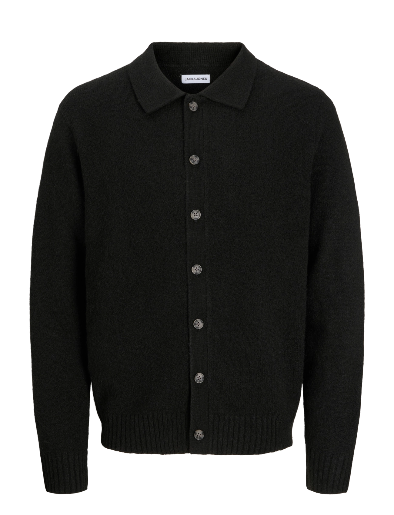 Jack & Jones JJESOHO OLLIE KNIT POLO CARDIGAN - Kollektioner - BLACK / black