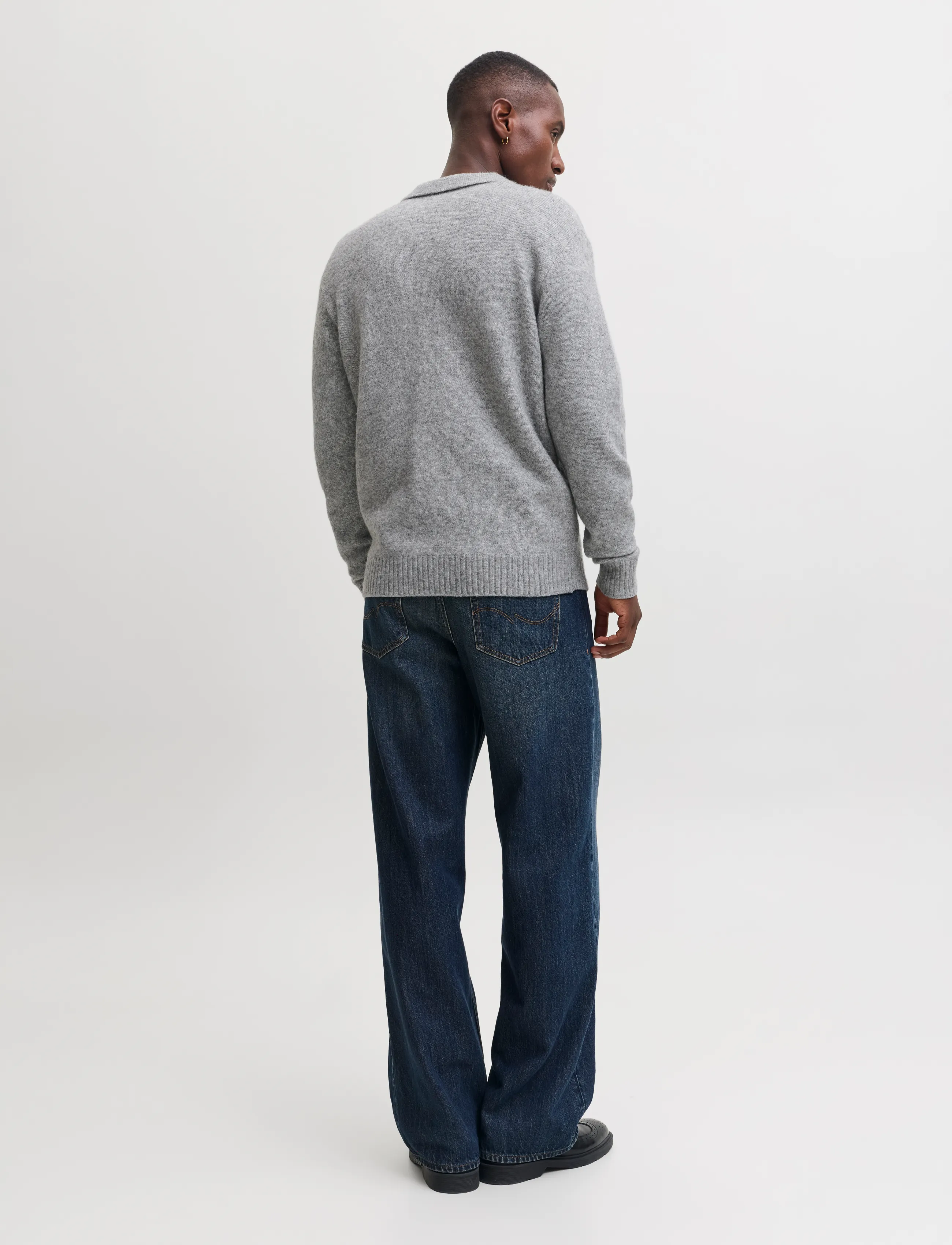 Jack & Jones - JJESOHO OLLIE KNIT POLO CARDIGAN - koftor - light grey melange - 2