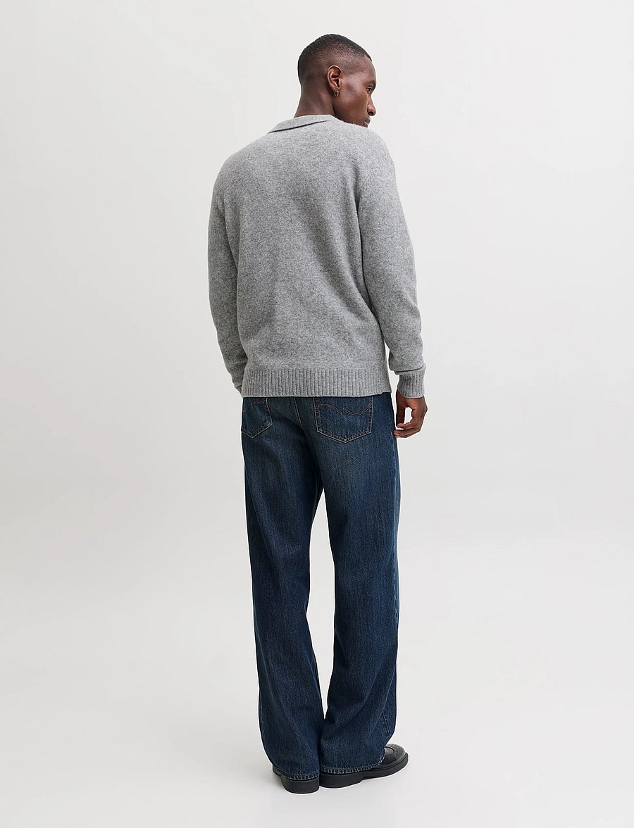 Jack & Jones - JJESOHO OLLIE KNIT POLO CARDIGAN - kardiganid - light grey melange - 2