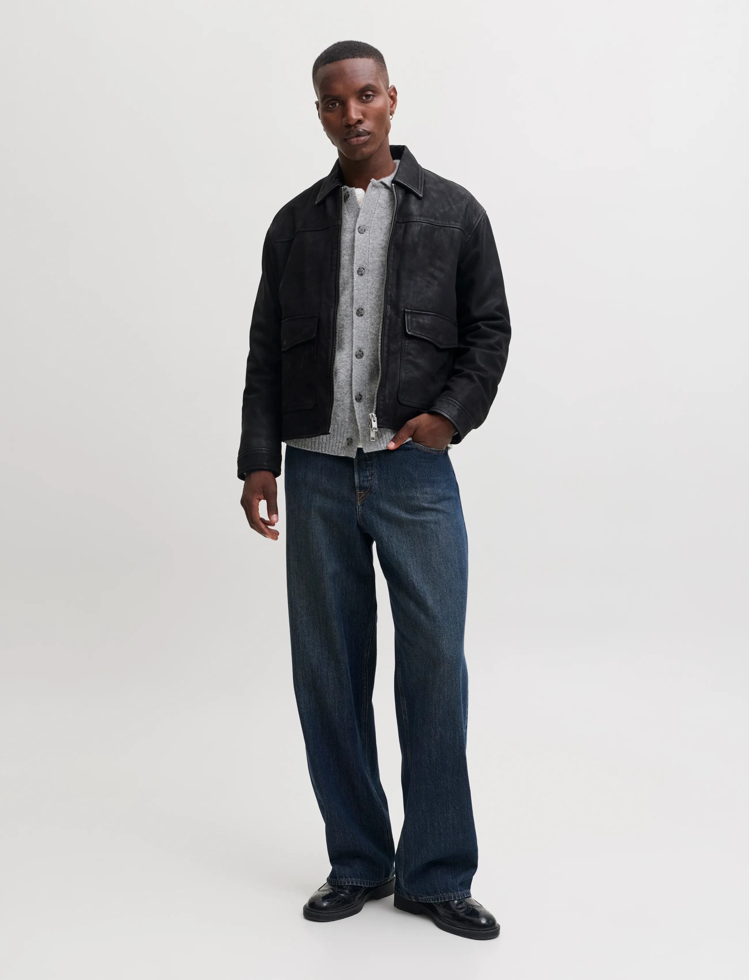 Jack & Jones - JJESOHO OLLIE KNIT POLO CARDIGAN - koftor - light grey melange - 3