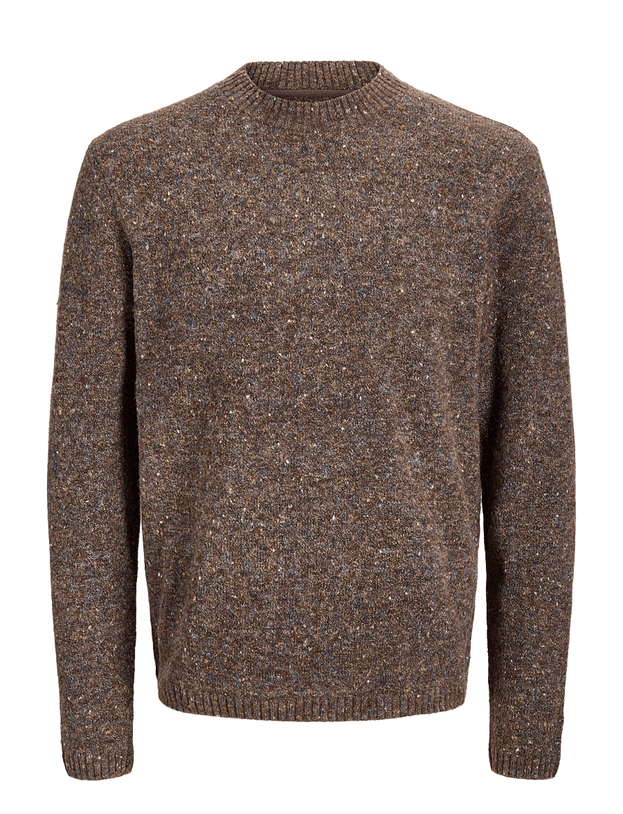 Jack & Jones - JJENIEL KNIT CREW NECK SN - Ümara kaelusega - cocoa - 0