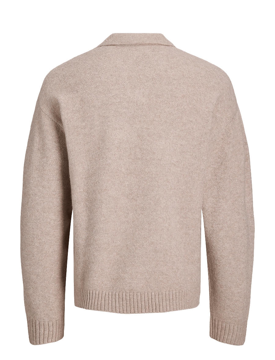 Jack & Jones - JJESOHO OLLIE KNIT SPLIT NECK SN - långärmade stickade pikétröjor - atmosphere - 1