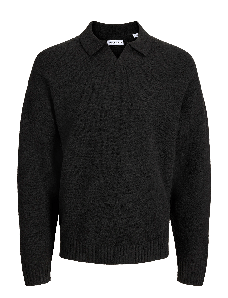Jack & Jones - JJESOHO OLLIE KNIT SPLIT NECK SN - black - 0