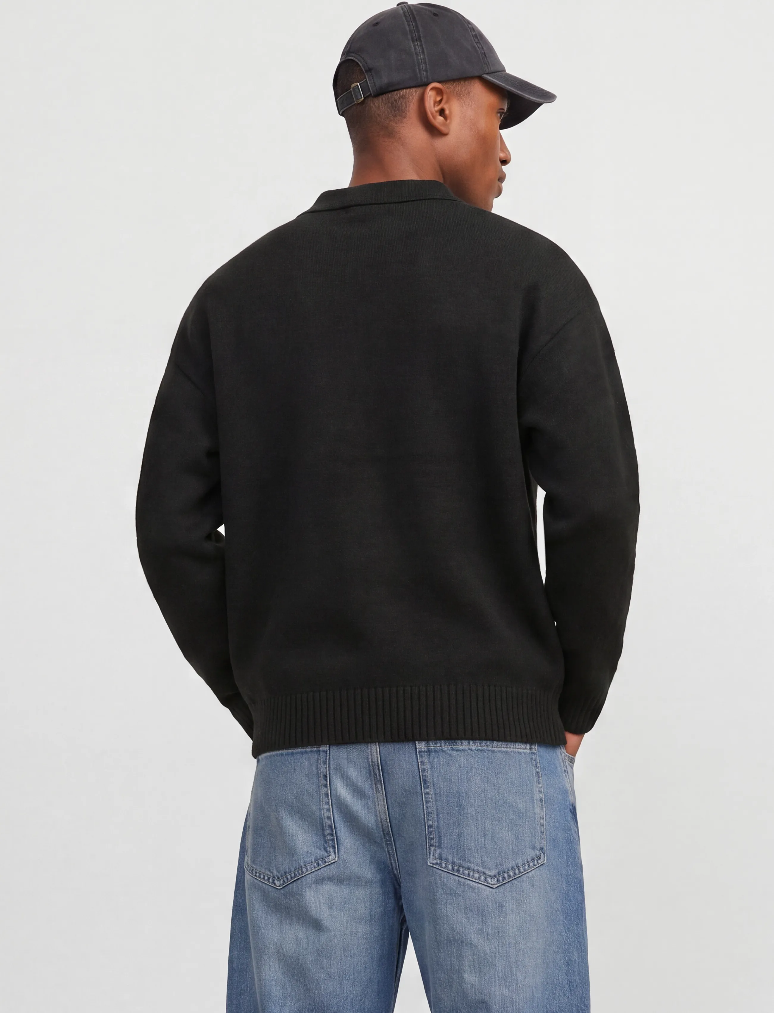 Jack & Jones - JJESOHO OLLIE KNIT SPLIT NECK SN - poloer i strik med lange ærmer - black - 2