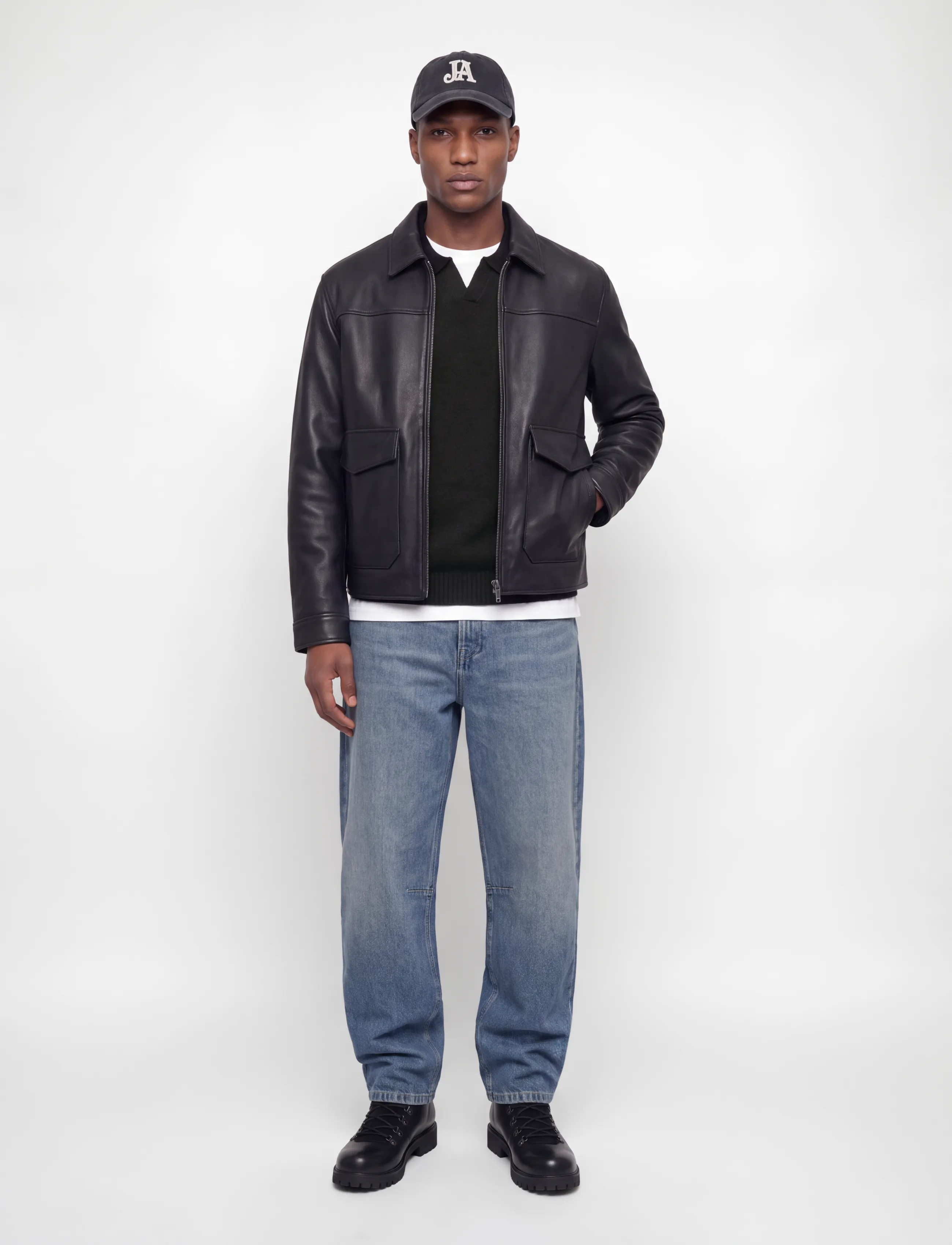 Jack & Jones - JJESOHO OLLIE KNIT SPLIT NECK SN - poloer i strik med lange ærmer - black - 3